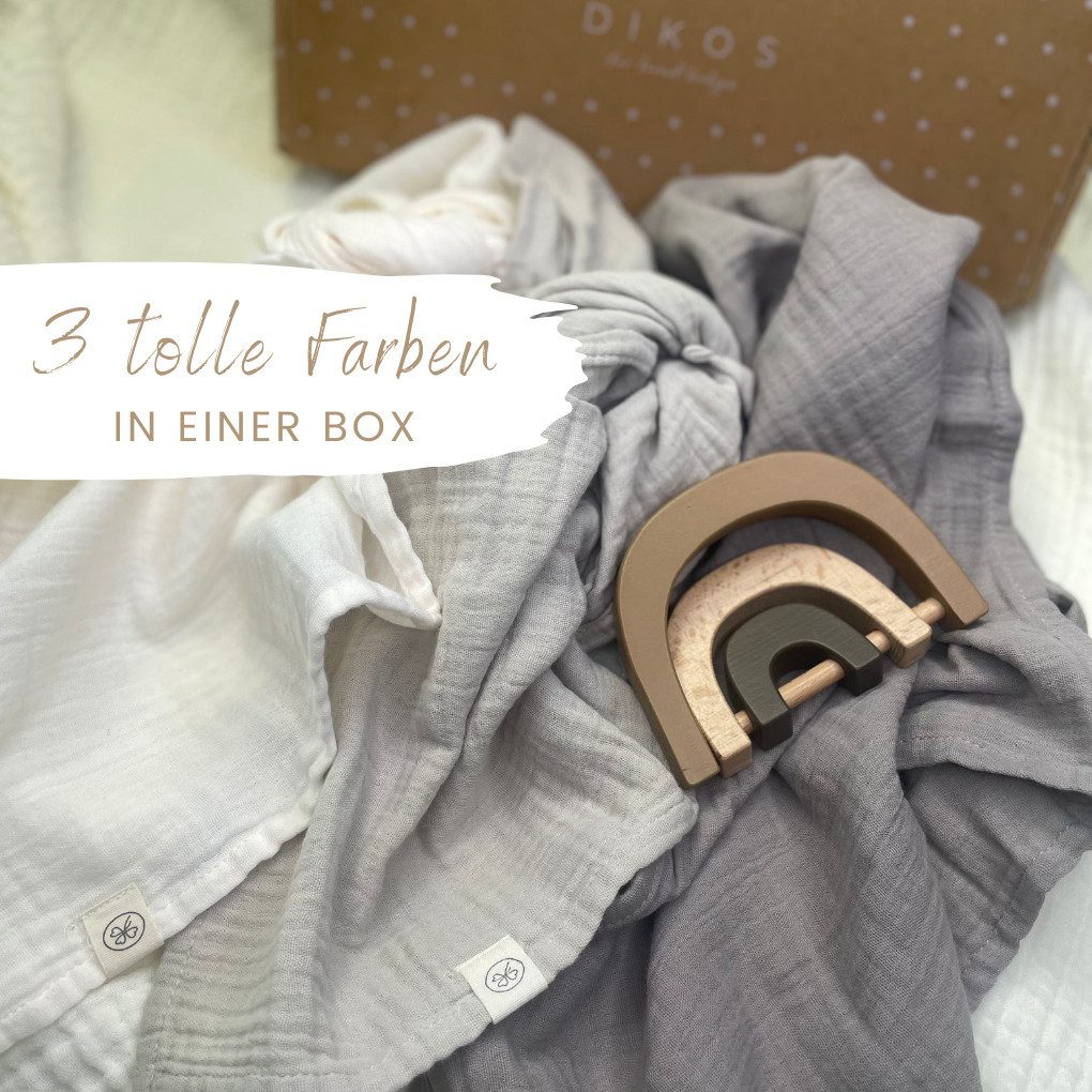 Babydecke Mulltücher 3er-SET gekreppt, Spucktuch 64x64 100% GOTS BIO-Baumwo günstig online kaufen