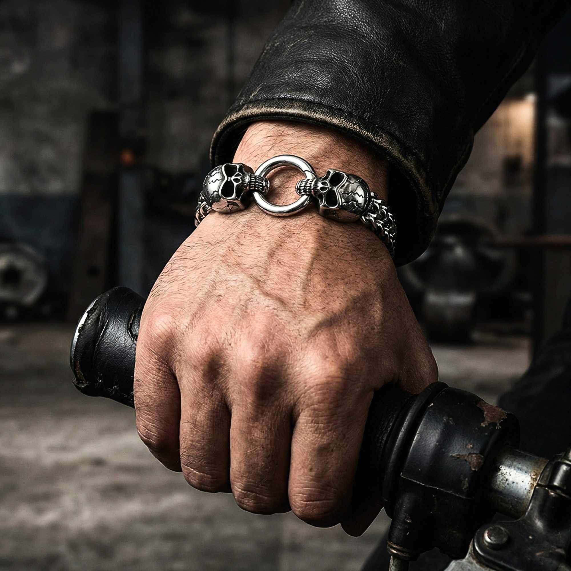 UNIQAL.de Edelstahlarmband Panzerarmband Herren "SILVER SKULL" Edelstahlarmband, (Edelstahl, Casual Style, Biker, Türsteher, Handgefertigt in Germany) – Bild 3 von 5