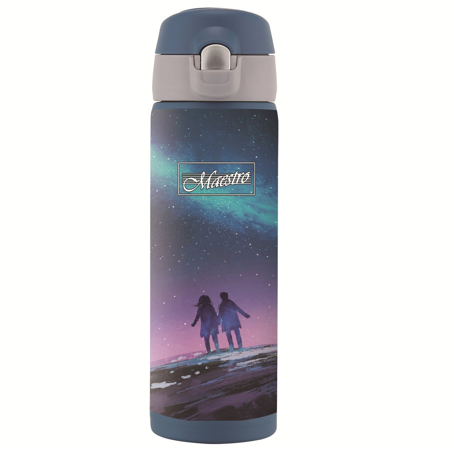 Maestro Thermoflasche MR-1634, aus Edelstahl, Vakumisoliert, Sicherheitsverschluss, 400 ml