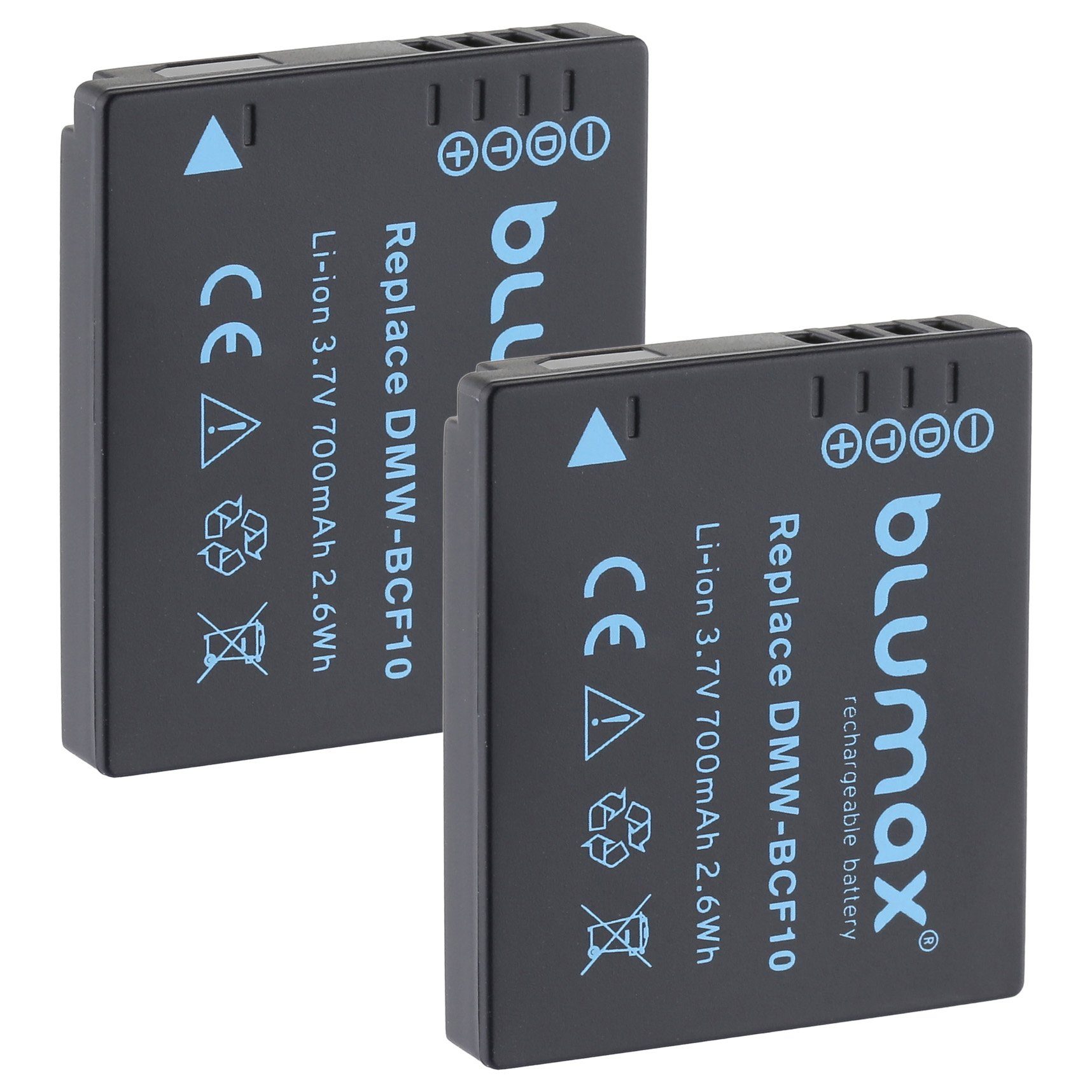 Blumax 2x DMW-BCF10E DMC-FS30 CGA-S106C 700 mAh 3,6V Kamera-Akku