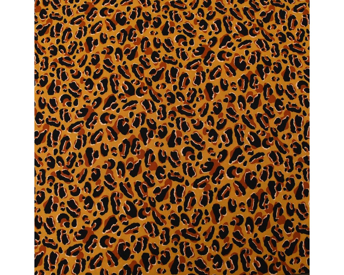 Thumbnail - SCHÖNER LEBEN. Stoff Bekleidungsstoff Pearl Peach Leoparden Muster ocker schwarz braun 1,44