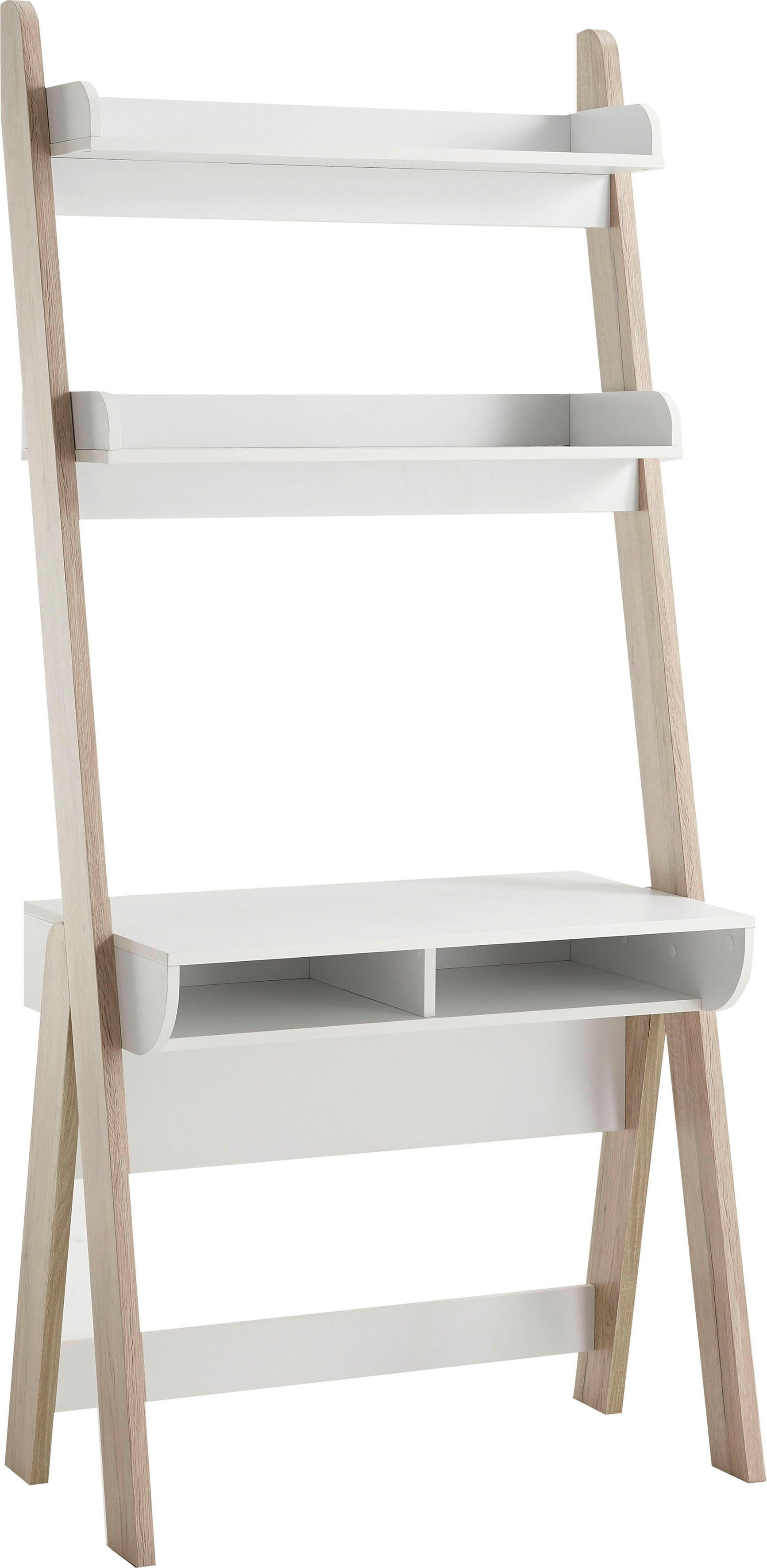 MCA furniture Schreibtisch Viterbo, Standregal mit Schreibtisch weiß matt, Eiche hell Dekor, Breite 85 cm