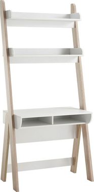 MCA furniture Schreibtisch Viterbo, Standregal mit Schreibtisch weiß matt, Eiche hell Dekor, Breite 85 cm