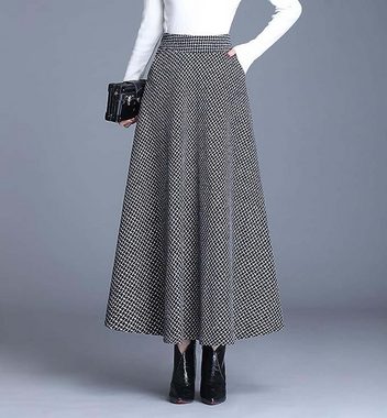 ZWY A-Linien-Rock Elegantes Maxikleid für Damen,warmes Herbst-Maxikleid mit hoher Taille