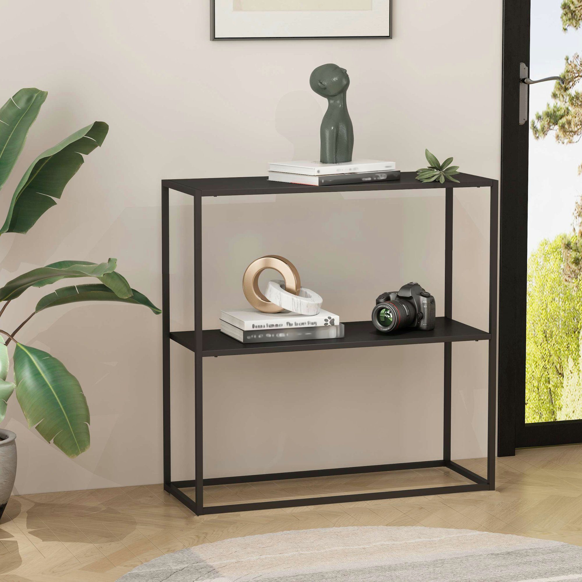 en.casa Konsolentisch, Strömstad Konsolentisch 80x79,5x26cm Schwarz, matt günstig online kaufen