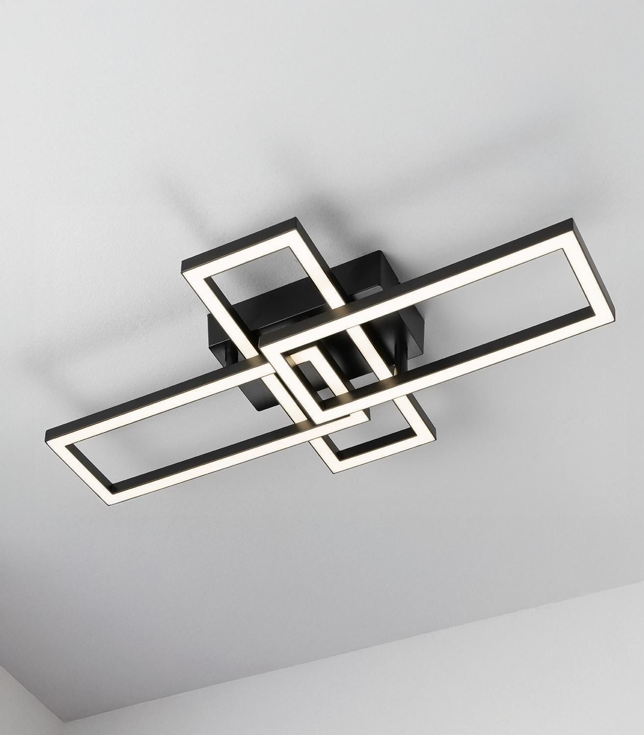casa NOVA LED Deckenleuchte JANKO, 1-flammig, Schwarz, Kunststoff, LED fest integriert, Extra-Warmweiß, B 63,5 x H 9 x T 34,3 cm