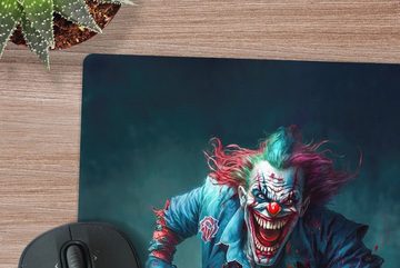 MuchoWow Gaming Mauspad Clown - Horror - Messer - Kleidung - Porträt (1-St), Mousepad mit Rutschfester Unterseite, Gaming, 40x40 cm, XXL, Großes