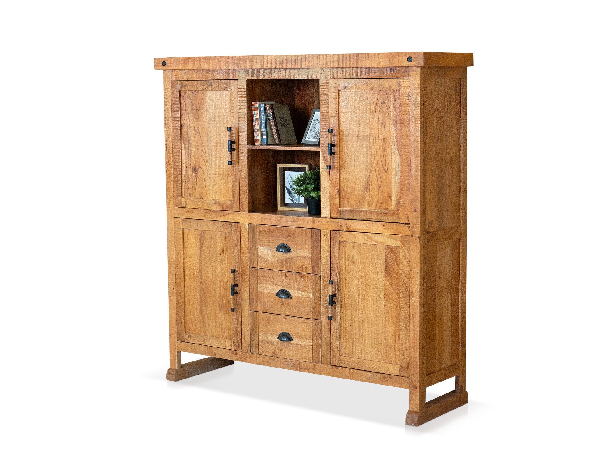 Moebel-Eins Highboard, WINCHESTER Highboard IV, Material Massivholz, Mango rustikal