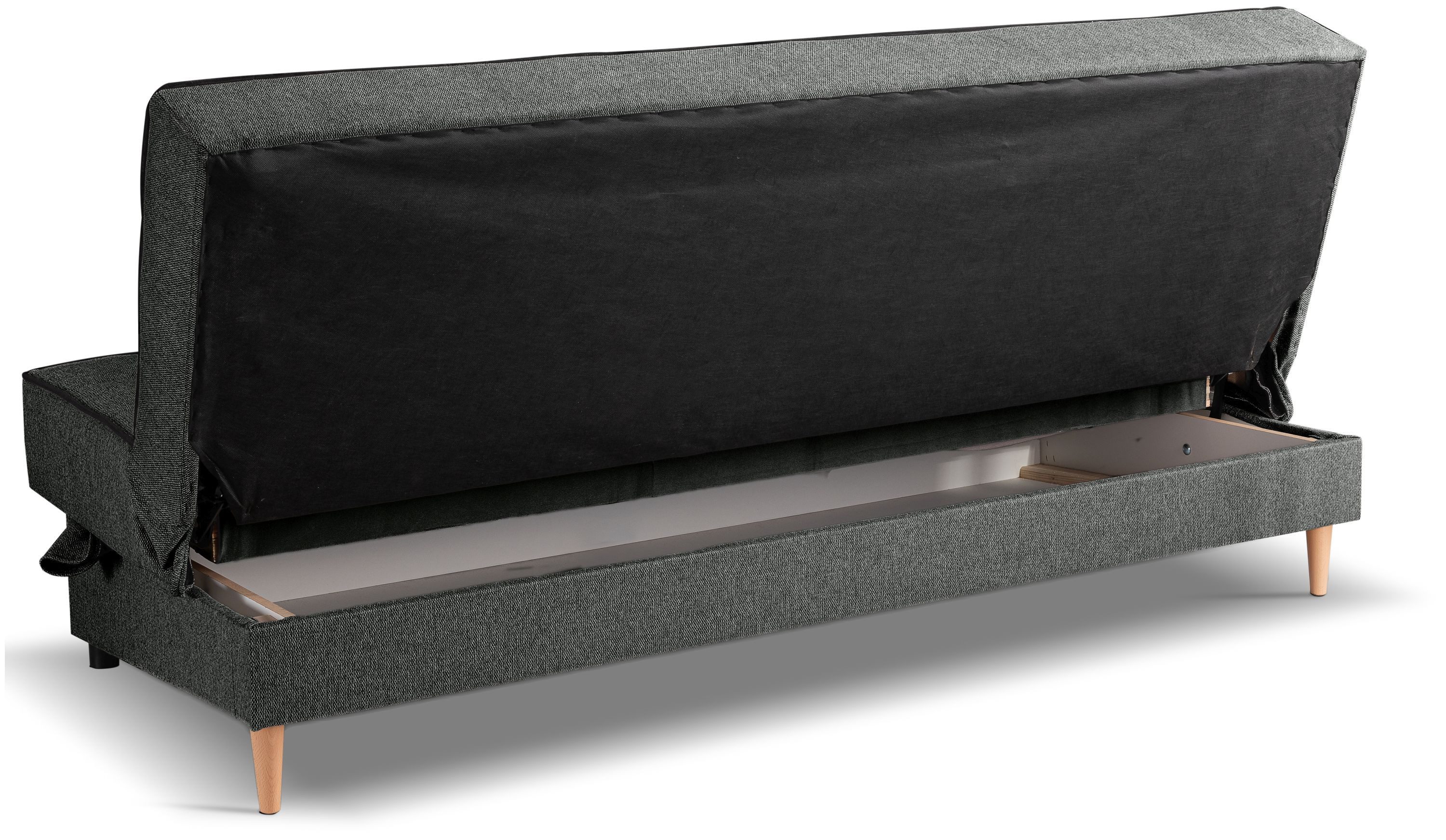 xonox.home Schlafsofa, 3 Sitzer aus Strukturstoff in grau inkl. Zierkissen B/H/T: 199x91x91cm