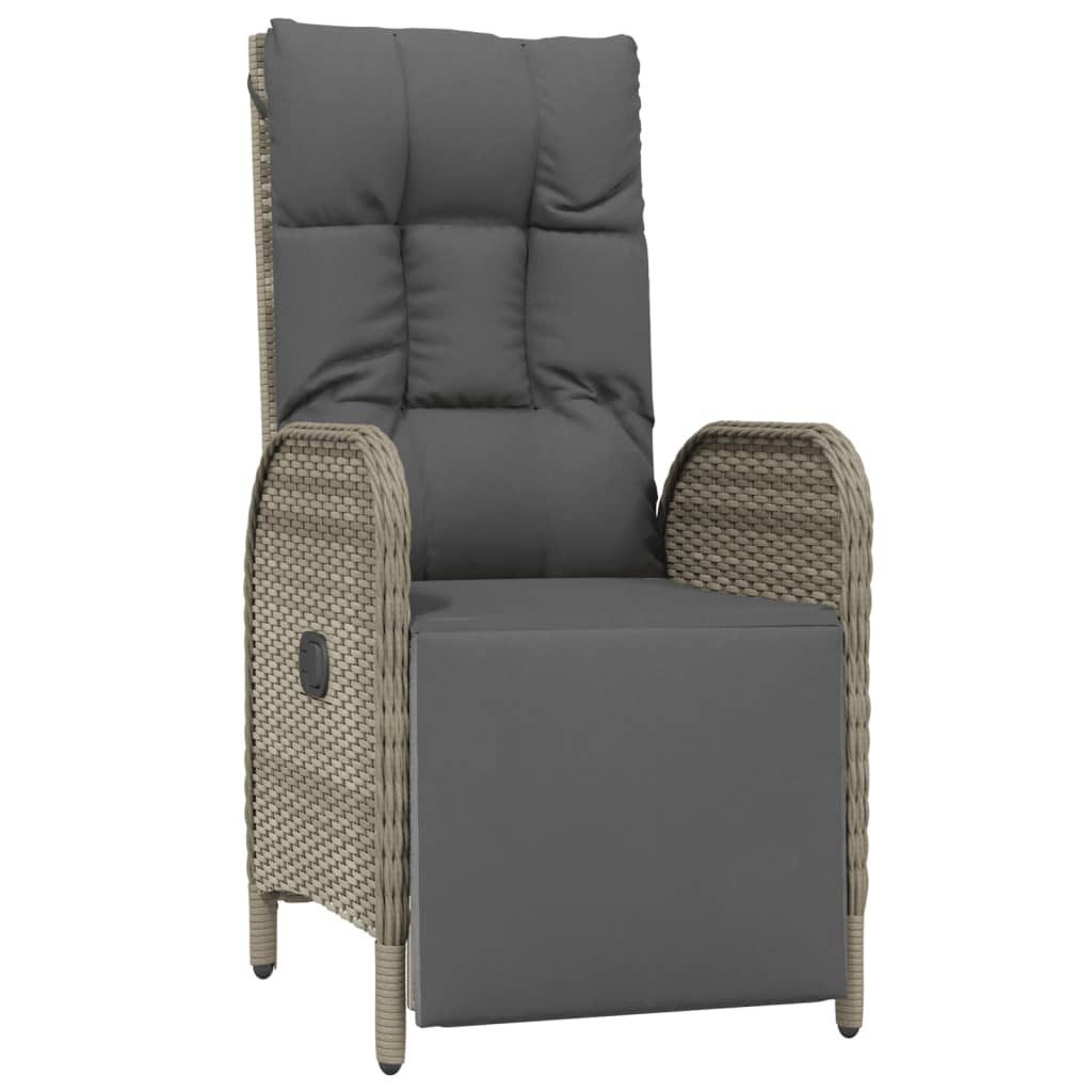 vidaXL Gartenstuhl Garten-Relaxstühle 2 Stk. mit Tisch Grau Poly Rattan (3 St) – Bild 5 von 5