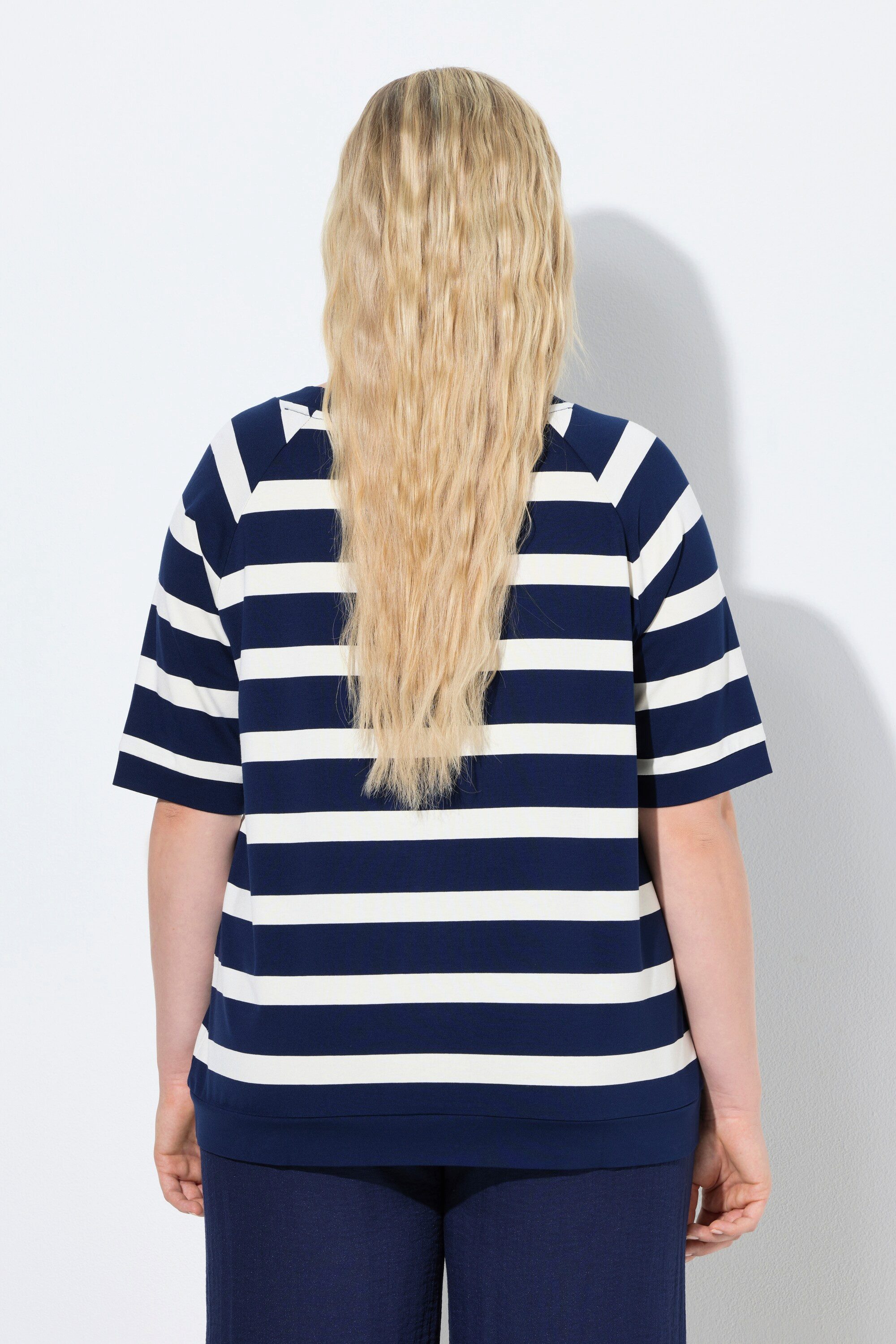 Ulla Popken T-Shirt Shirt Ringel Zitrusmotiv Rundhals Halbarm