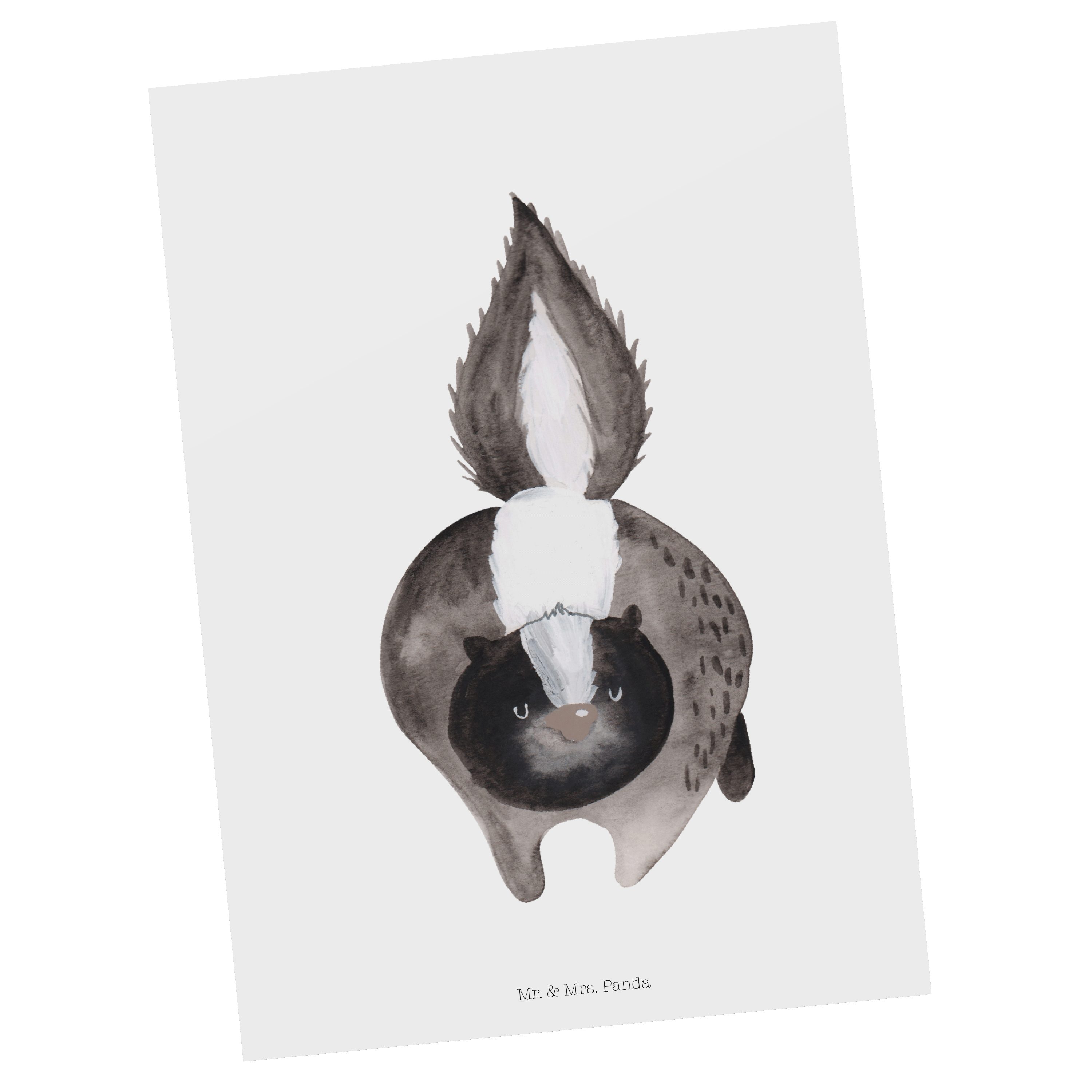 Mr. & Mrs. Panda Postkarte Stinktier Angriff - Weiß - Geschenk, Einladungskarte, Skunk, Ansichts | Grußkarten