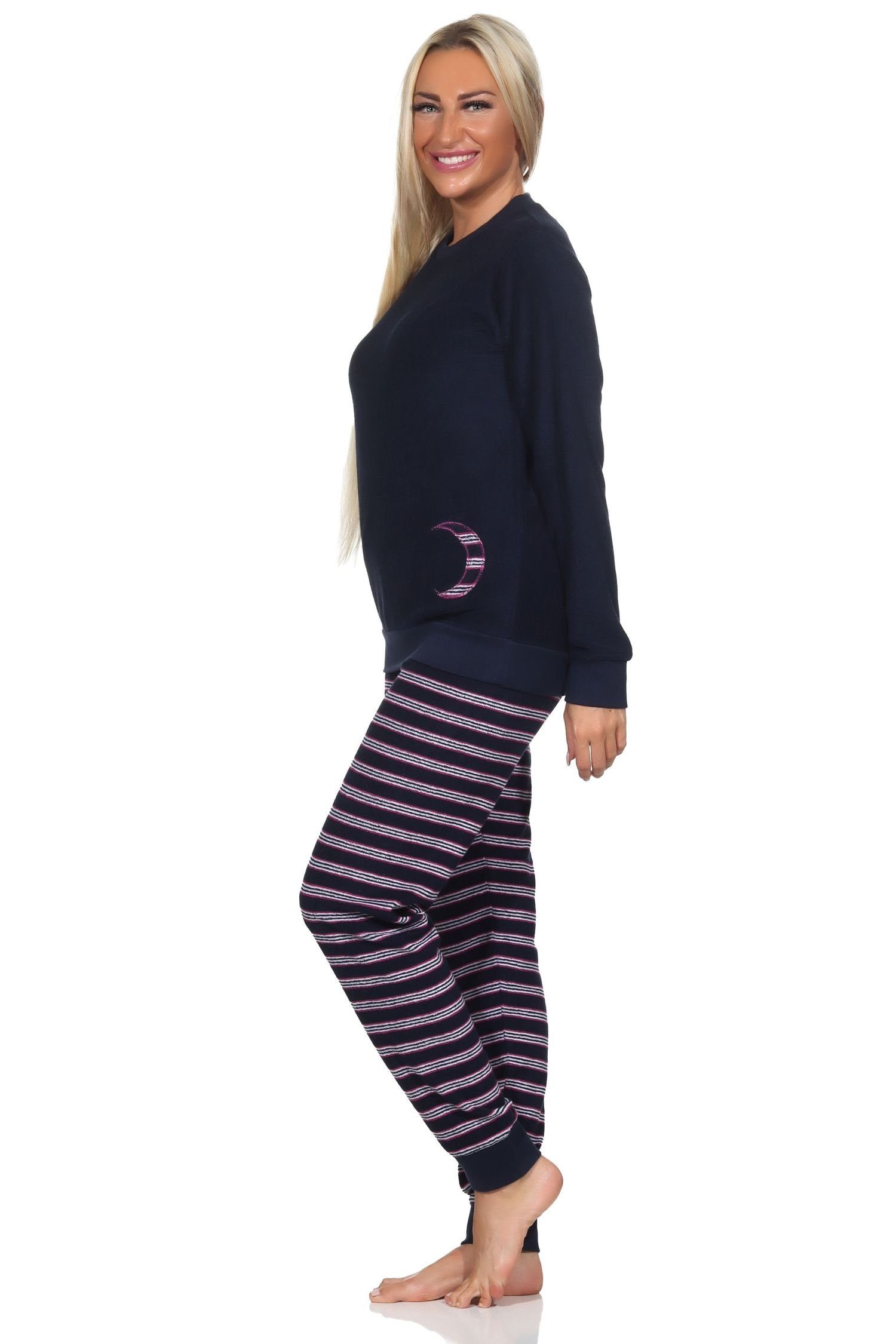 Damen Schlafanzug - mit marine1 auch in Frottee Pyjama Normann Normann Bündchen Übergrössen
