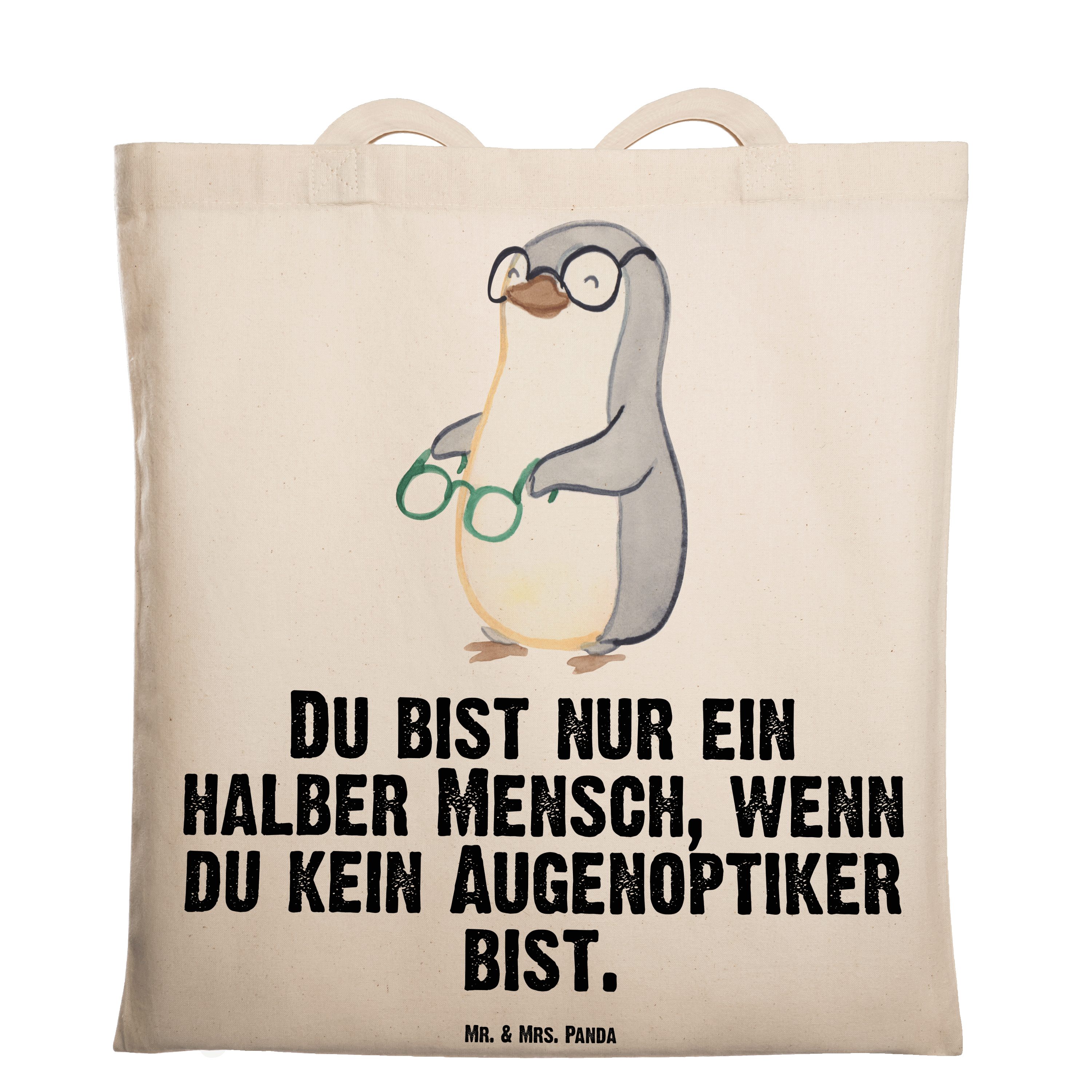 Mr. & Mrs. Panda Tragetasche Augenoptiker mit Herz - Transparent - Geschenk, Beuteltasche, Optomet (1-tlg)