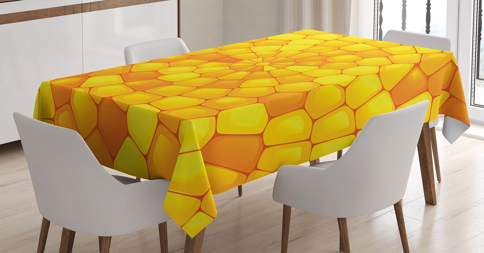 Abakuhaus Tischdecke Farbfest Waschbar Für den Außen Bereich geeignet Klare Farben, Gelb Abstrakt Corn Pattern