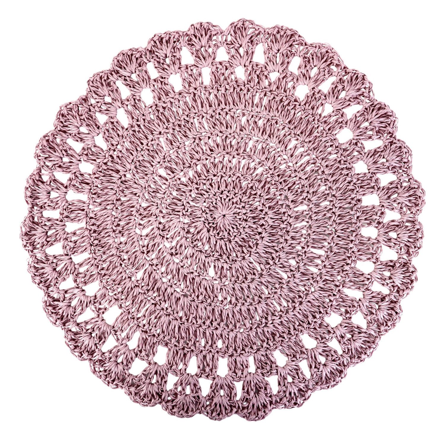 Macosa Home Platzset Tischset 2 Stk. Altrosa od. Grün 38 cm rund Raffia, (Rosa Mint, 2-St., Tischmatte Platzmatte Tischunterlage Platzdeckchen), Platzsets Häkel-Design Tischdeko