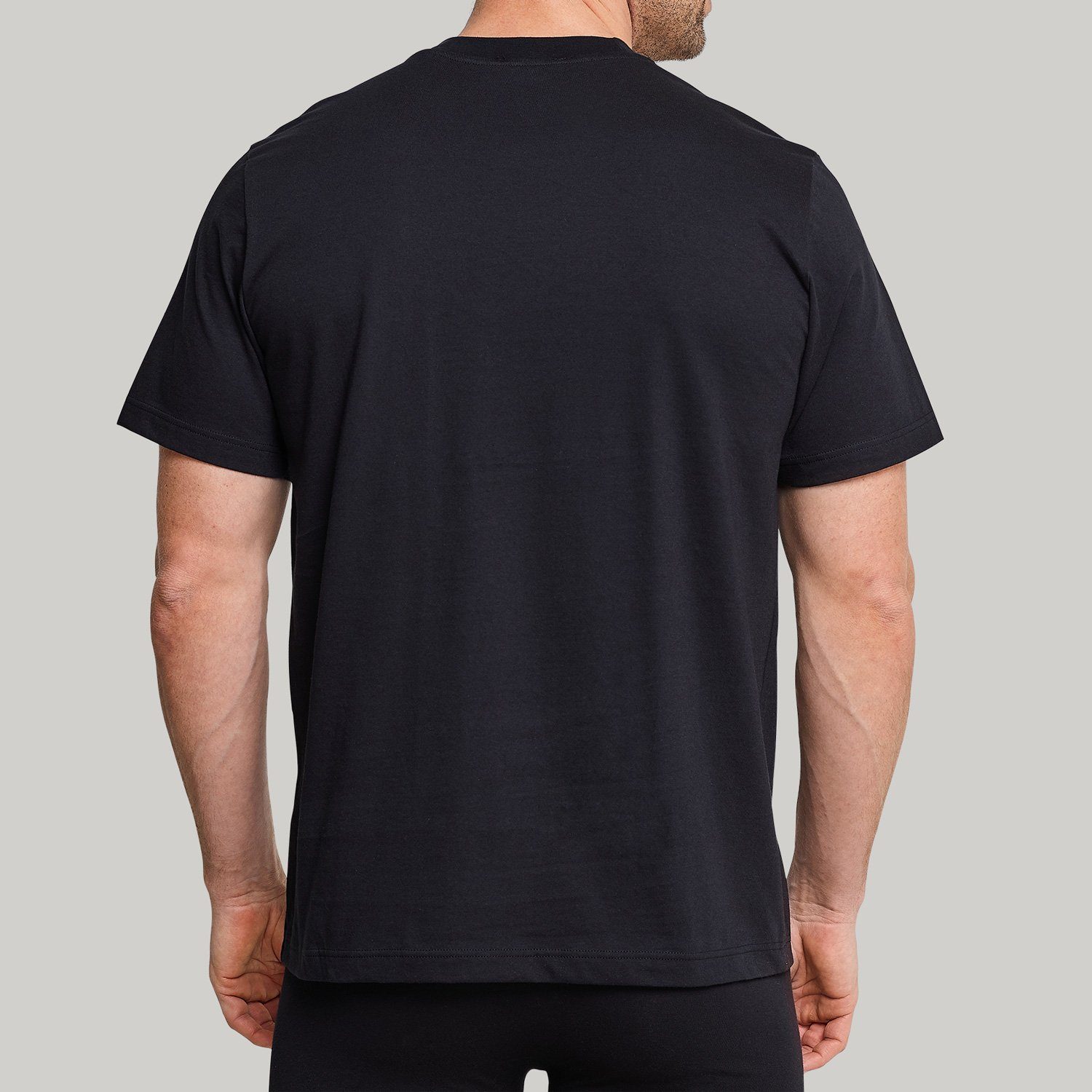 4 T-Shirt x Schwarz Rundhals-Ausschnitt Essentials Schiesser