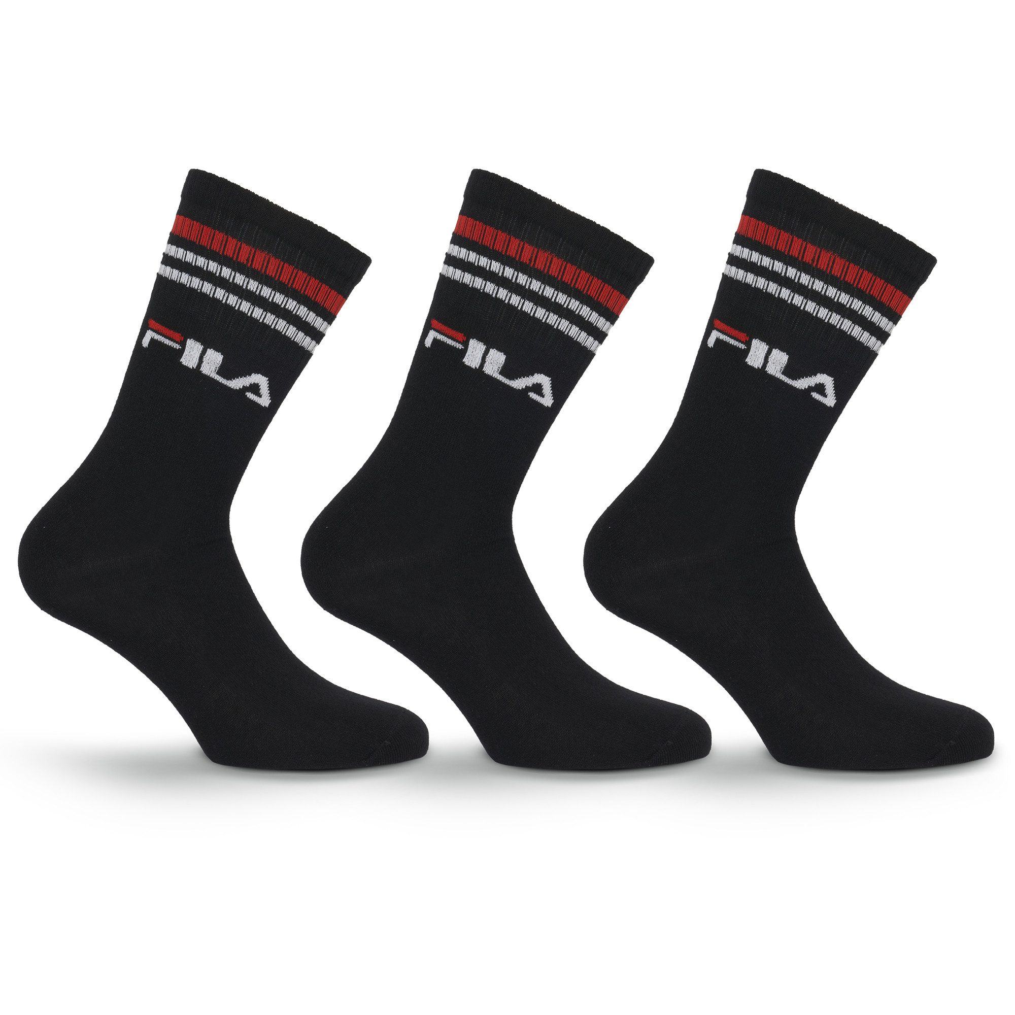 Fila Socken (3 Paar) breites Rippenbündchen, Logoschriftzug, Cotton-Mix