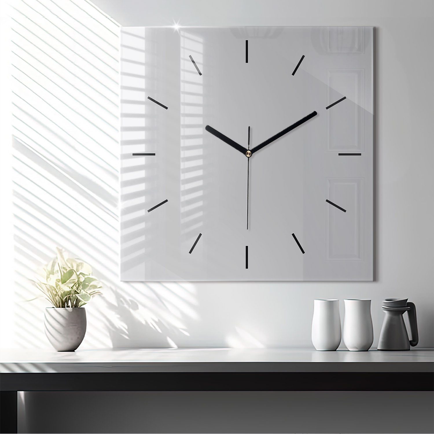 Tulup Wanduhr Modernistische Glaswanduhr 60x60cm Uhr aus gehärtetem Glas