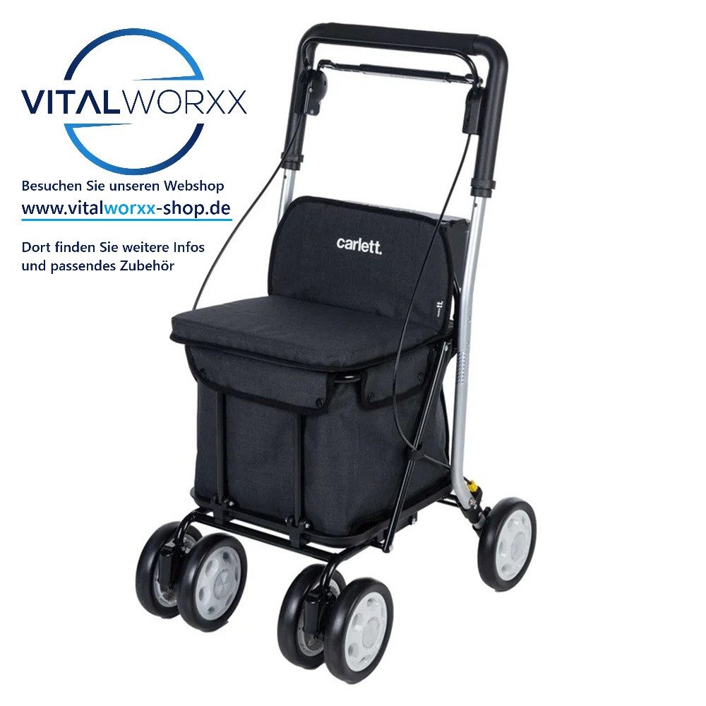 Carlett Rollator Carlett Comfort MOVE Ihr Rollator für Einkauf, Alltag, Freizeit, Wasserabweisende Tasche, modernes Design, Medizinprodukt