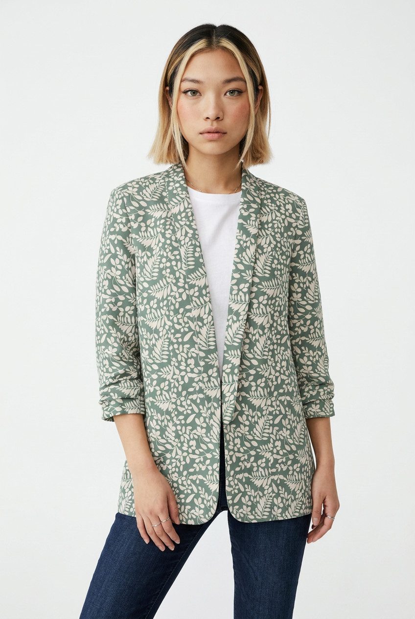 Pieces Blusenblazer PCBOSELLA 3/4 PRINTED BLAZER NOOS mit 3/4 Ärmel