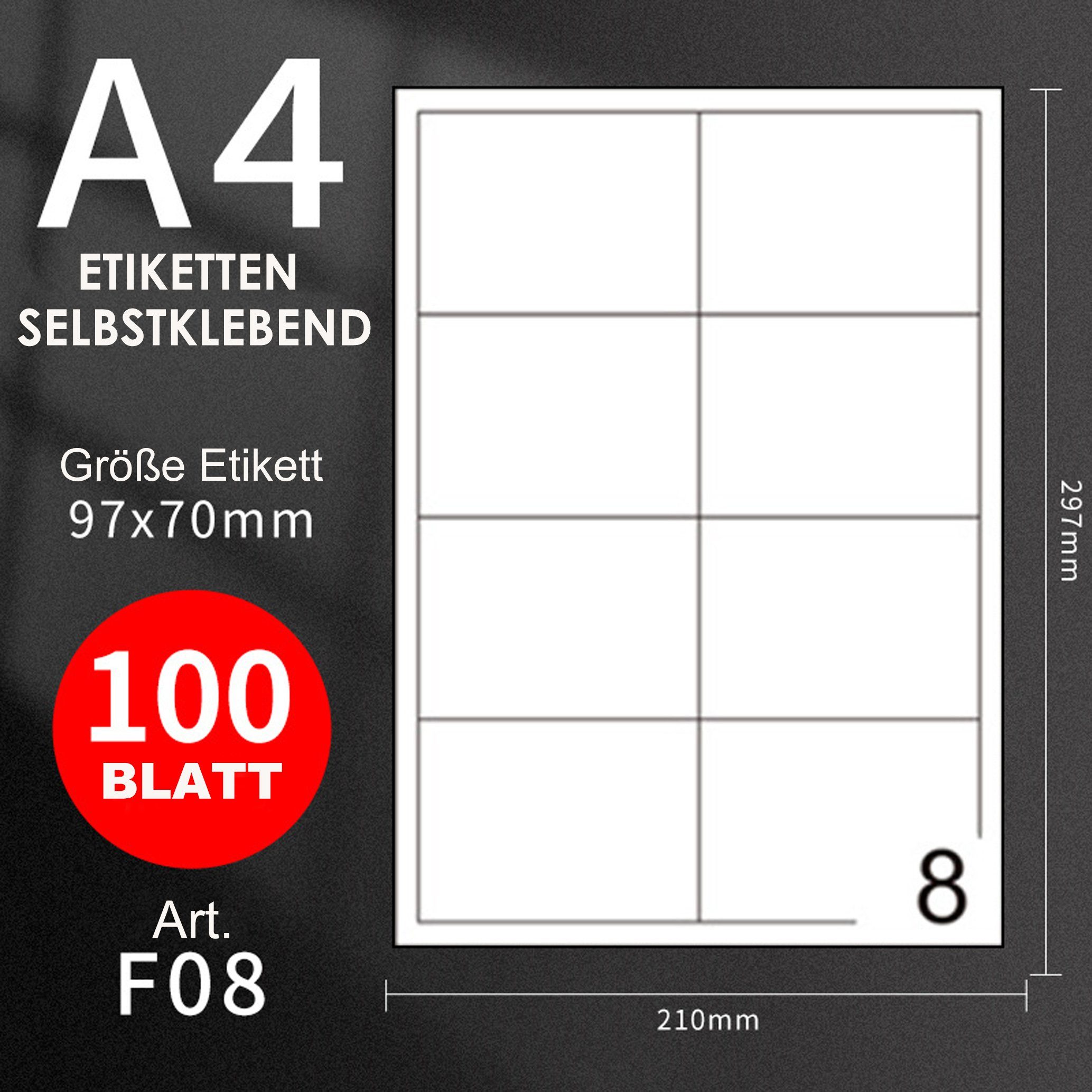 GOLDEN Etiketten GOLDEN 100 Blatt, Etiketten Selbstklebend Bedruckbar Aufkleber A4