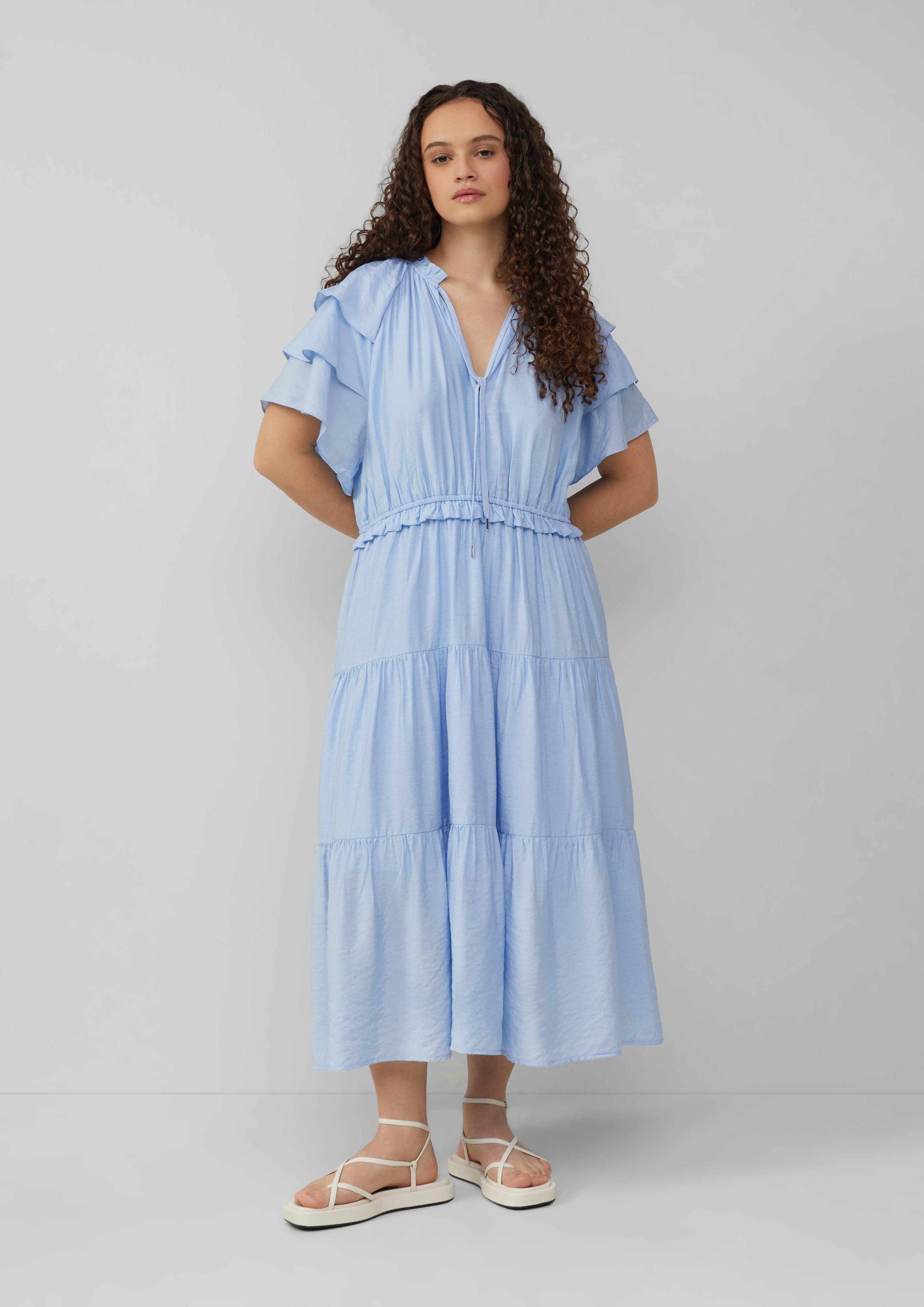 QS Minikleid Midikleid mit Volant-Details, QS günstig online kaufen