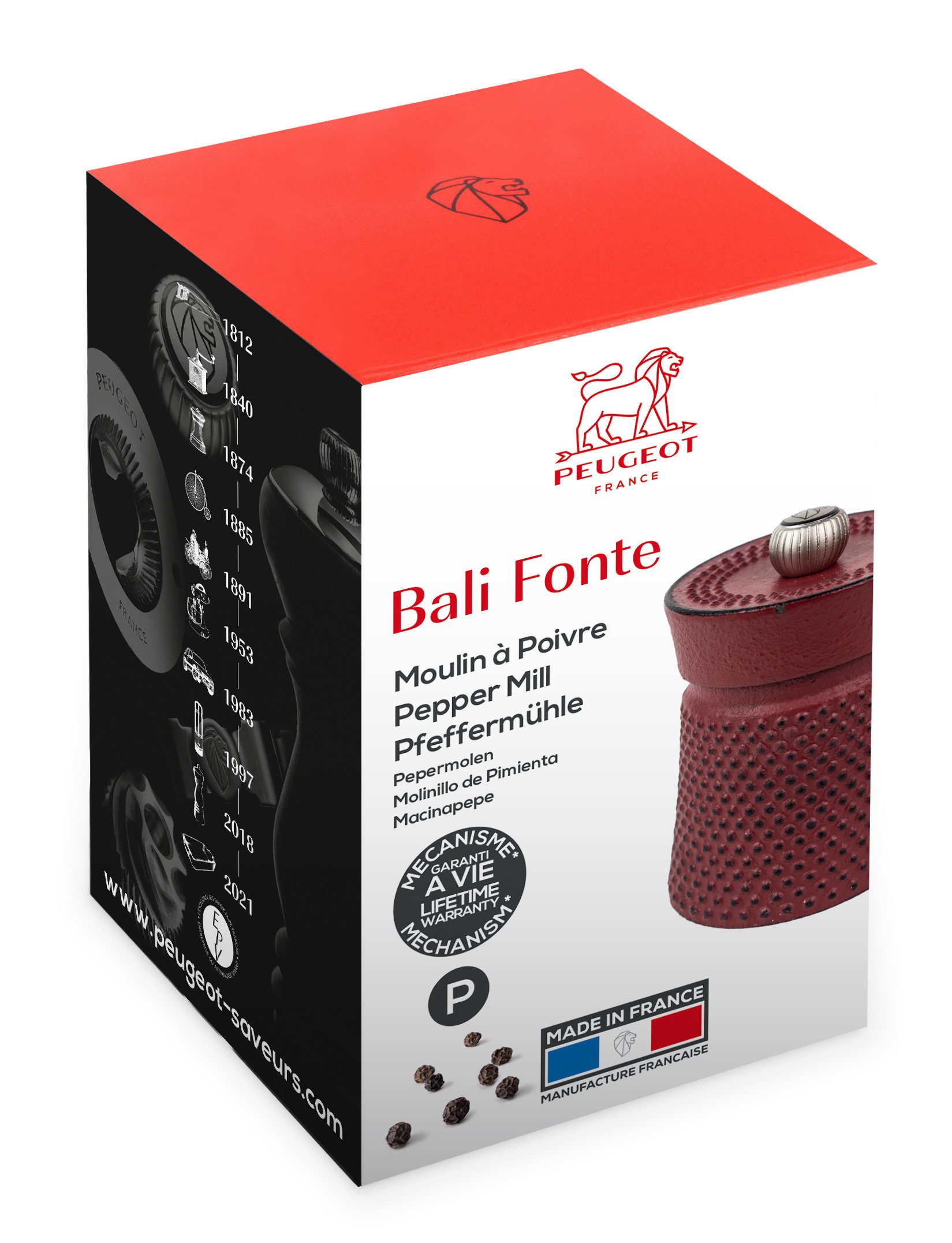 PEUGEOT Pfeffermühle BALI 8cm Rot Gusseisen Orientalisch Stahlmahlwerk Manuell