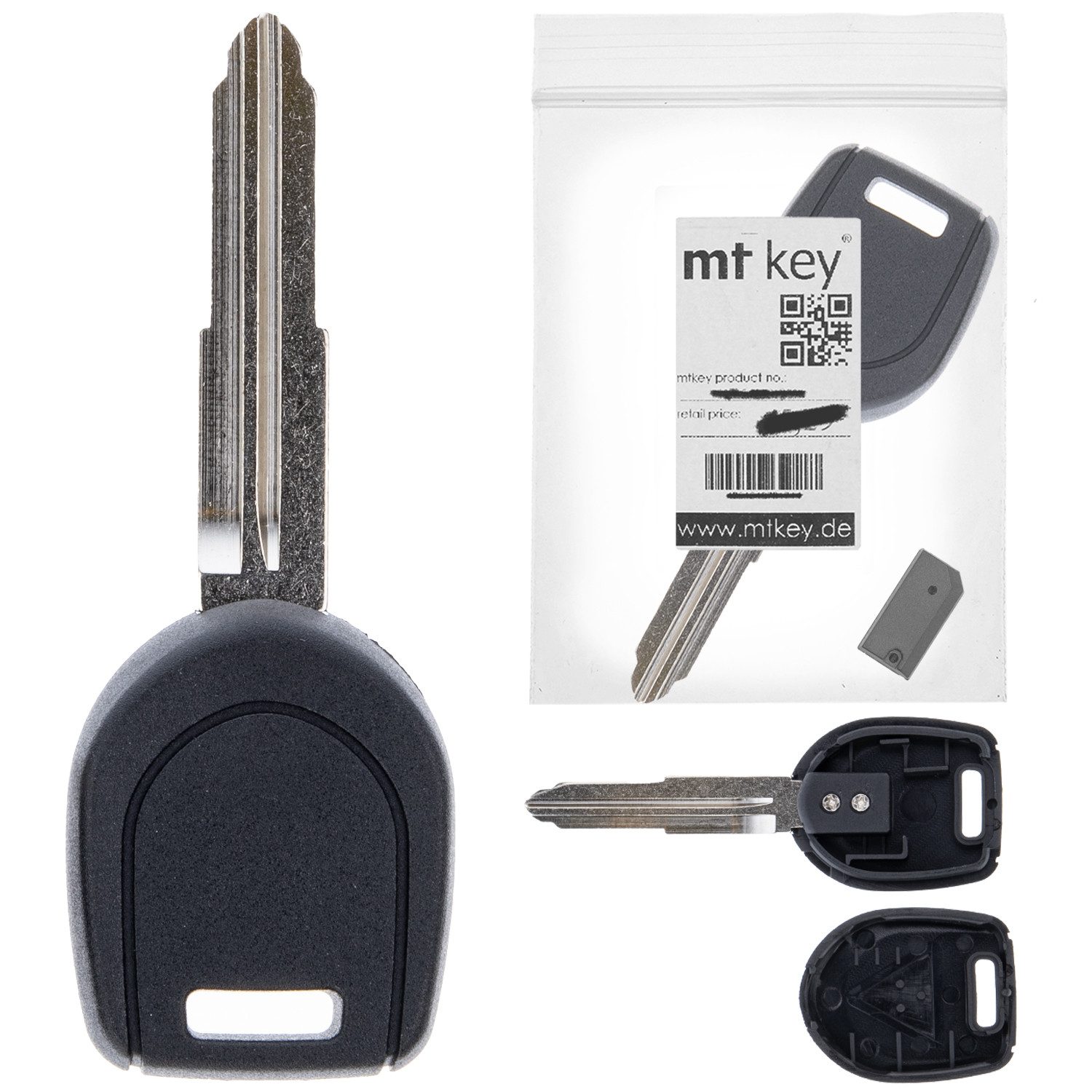 mt-key Schlüsseltasche Auto Zünd Schlüssel Rohling MIT8 + ID64 Transponder (Set), für Mitsubishi Eclipse III D50 (00-02); Galant VIII Ea0 (00-02)