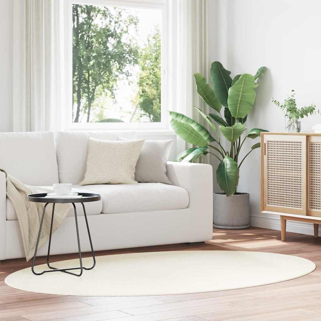 vidaXL Teppich Teppich HUARTE Creme 140 x 200 cm 100 % Polyester, Oval