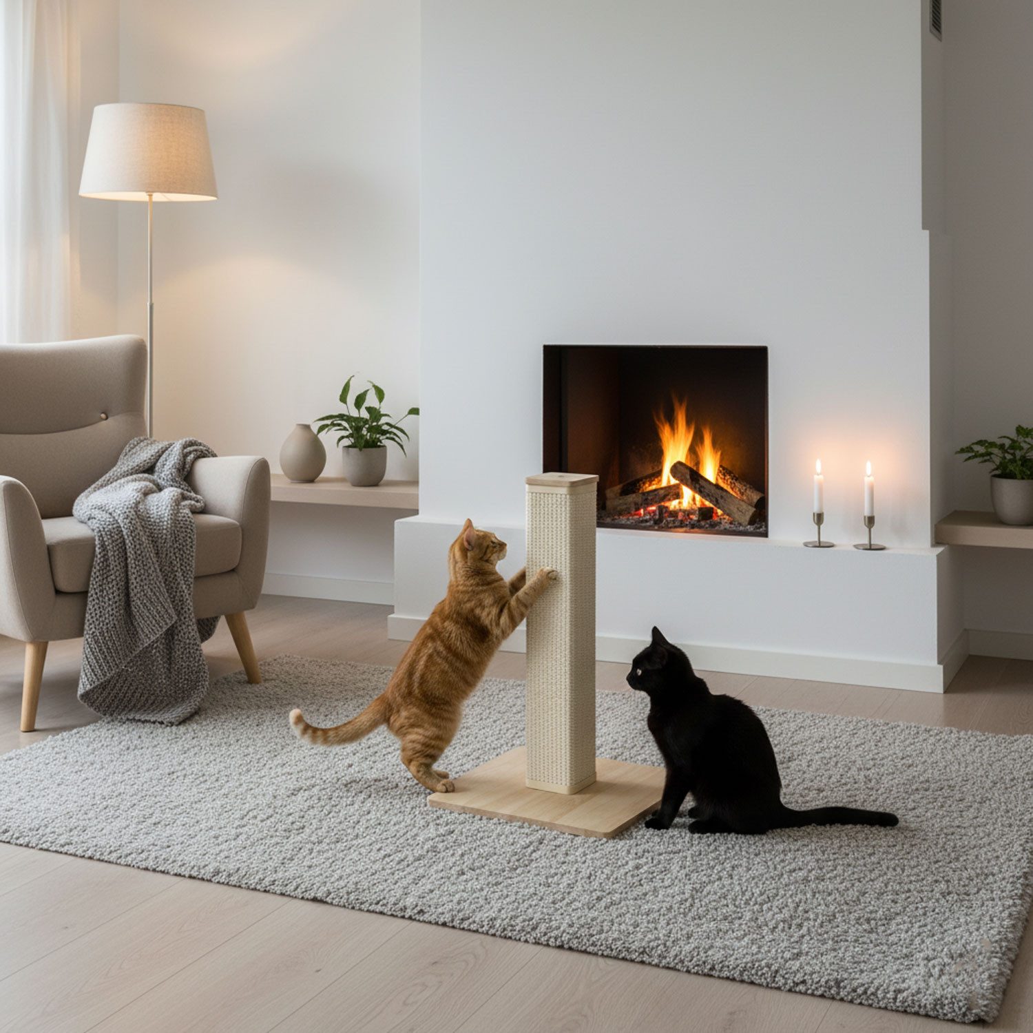 eyepower Kratzbaum Klein - 62 cm Kratzstamm mit Holzplatte Sisal Kratzsäule für Katzen, Katzenkratzbaum mit Massivholz Fußplatte - Sisalstamm Katze Stabil