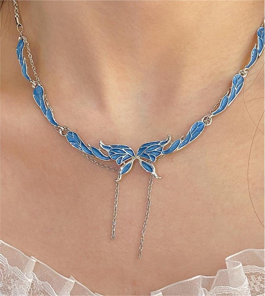 Rouemi Charm-Kette Legierungs-Halskette, Schmetterlingshalsband, Mode-Anhänger-Halskette