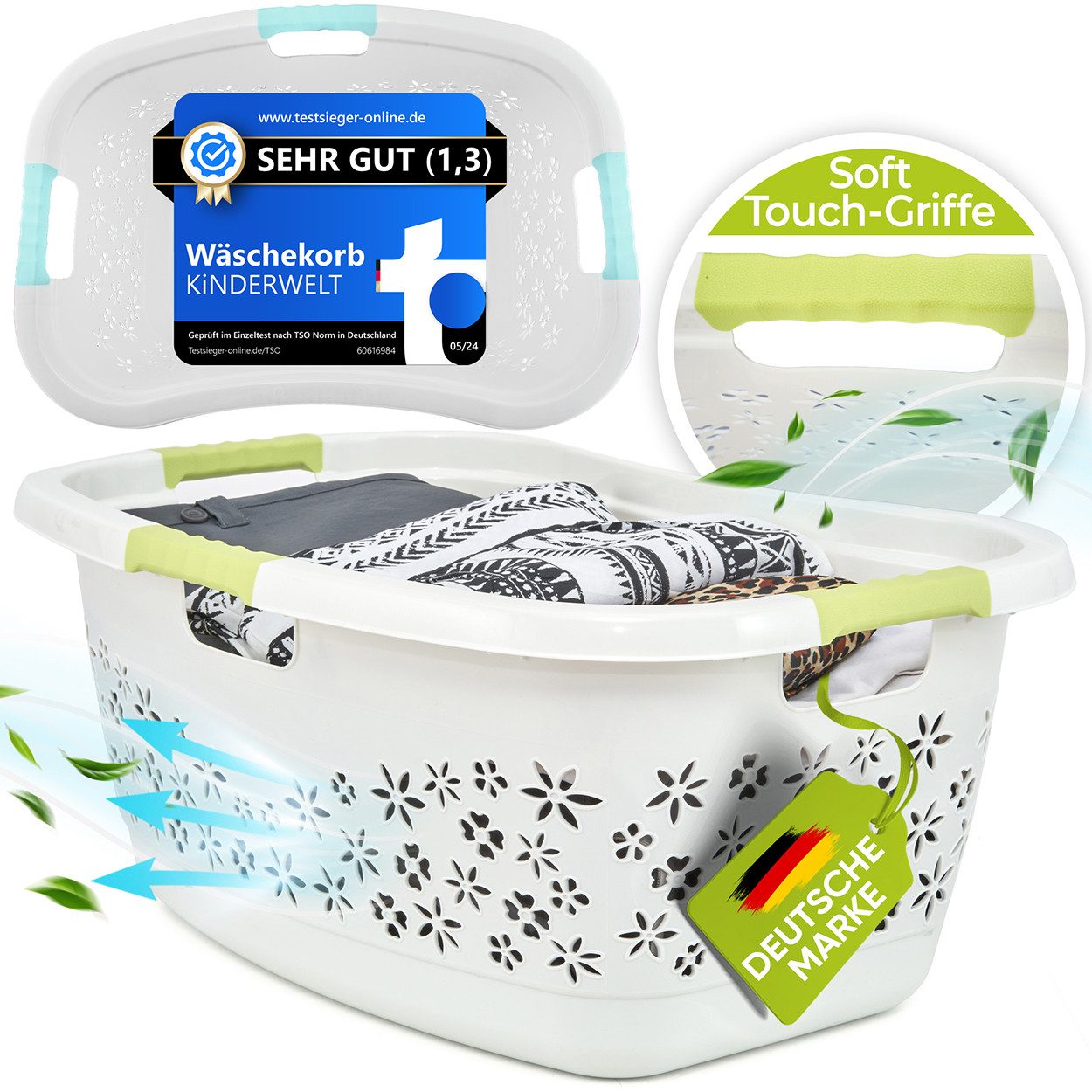 KiNDERWELT Wäschekorb Premium 50 L ergonomischer günstig online kaufen