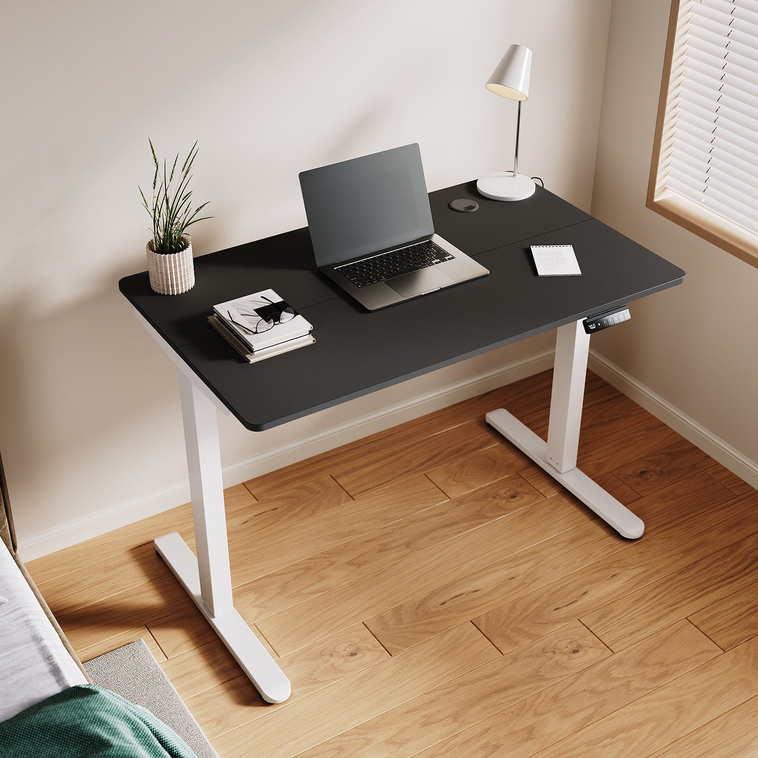 SONNI Schreibtisch Elektrisch Höhenverstellbarer Schreibtisc Bürstenloser Motor, mit 3 Memory-Funktionen, Anti-Kollisionssystem, Kabelmanagement