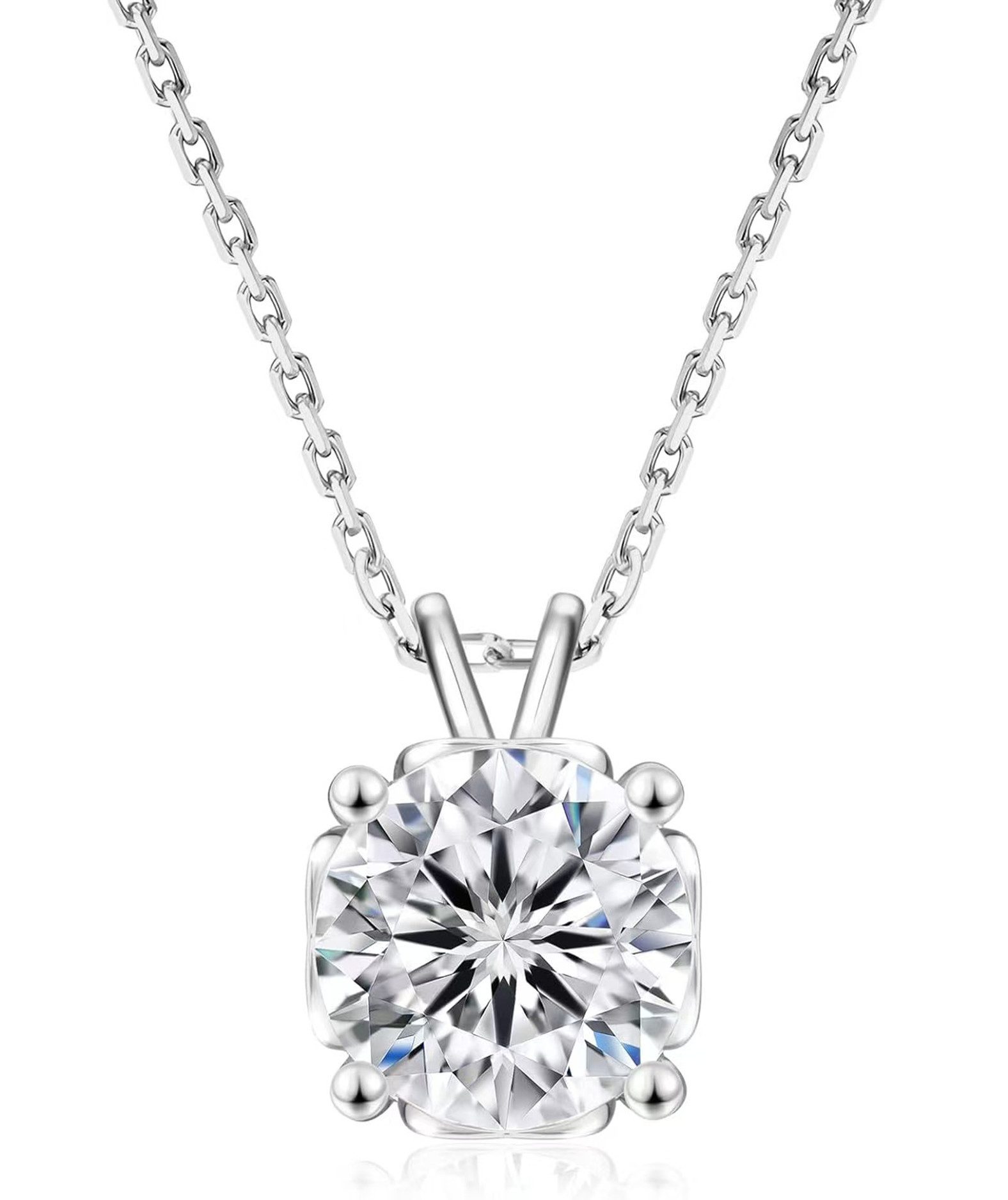 Jumpeak Kette mit Anhänger Damen-Diamantkette,1ct,D,VS1,3EX, 14K Weißgold und Gelbgold, Geschenk zur erstkommunion,Geschenk für frauLiebes geschenk für sie