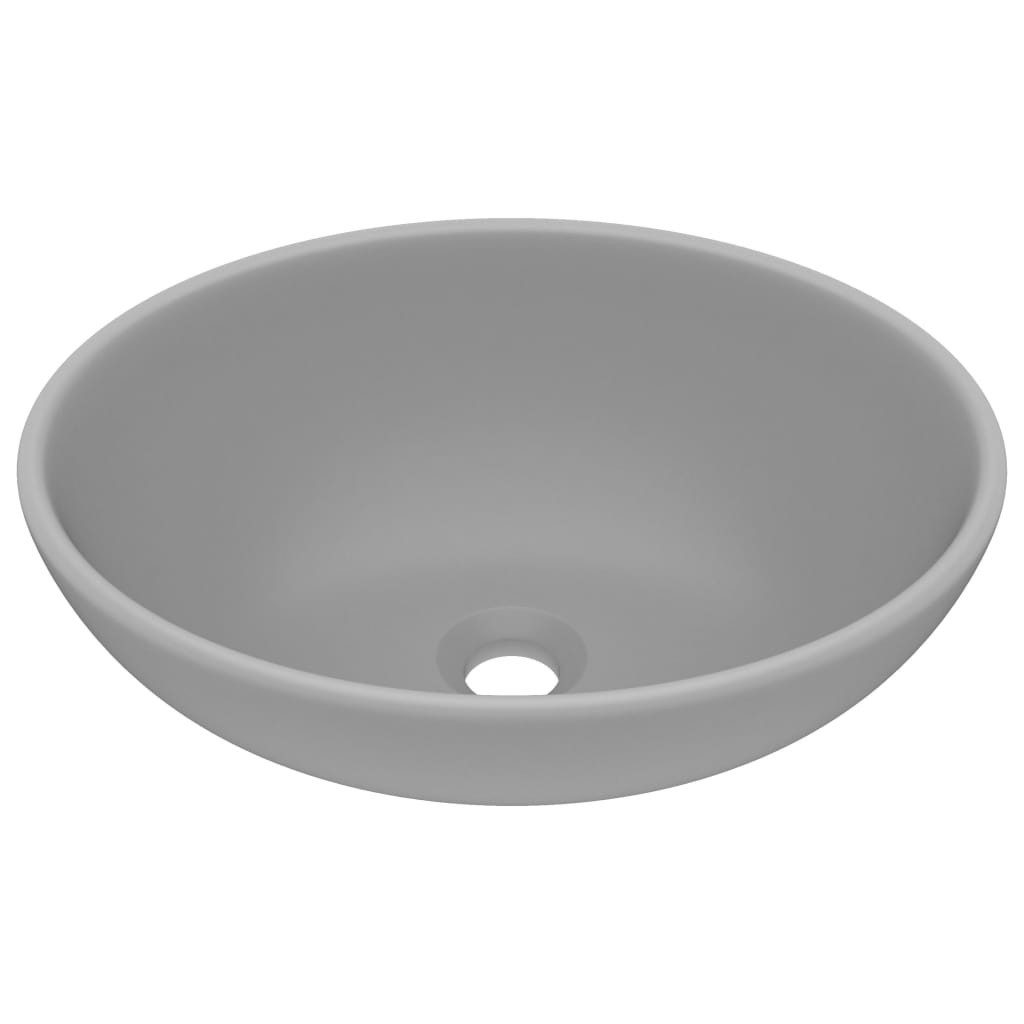 vidaXL Waschbecken, Luxuriöses Ovales Waschbecken Matt Hellgrau 40x33 cm Keramik