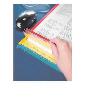 LEITZ Prospekthülle Desk-Free 4080, 6 Stück, Format A4, mit Farbkante / Beschriftungsstreifen