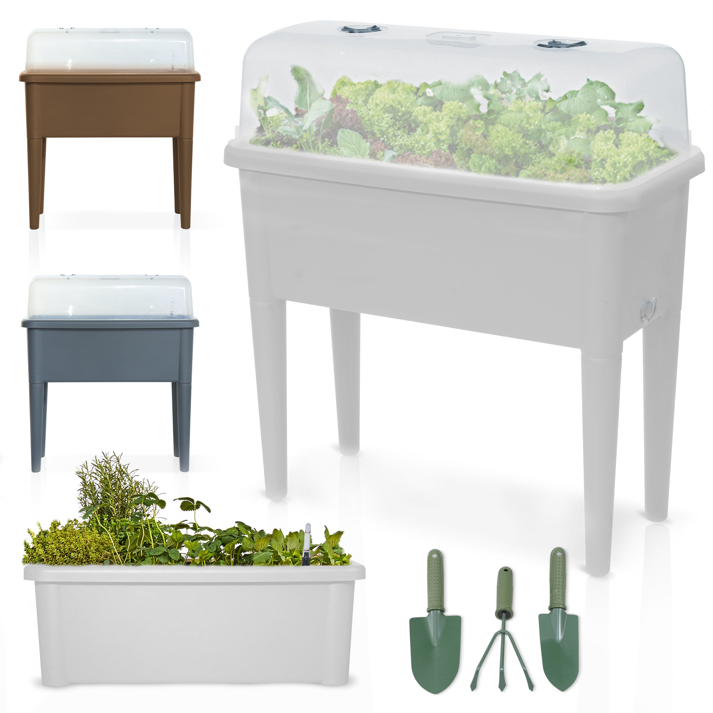 Onbest Hochbeet Kunststoff mit Deckel 76x66,5x37cm, wetterfest, inklusive G günstig online kaufen