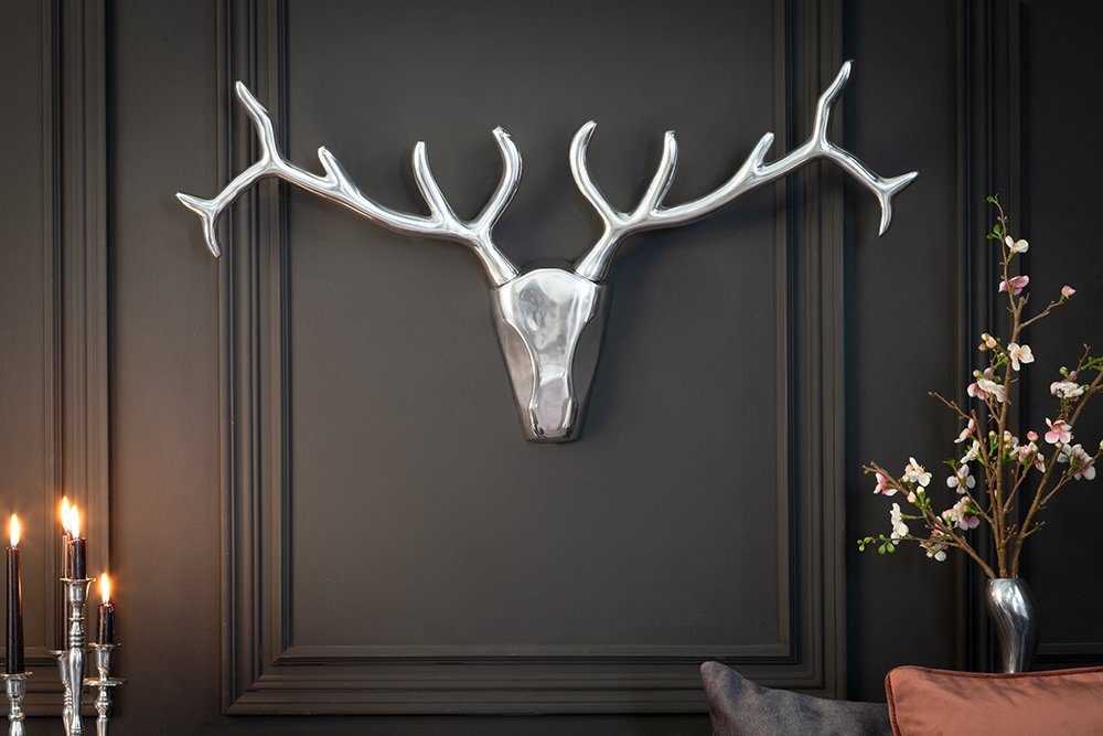 riess-ambiente Wanddekoobjekt VEADO 100 cm silber Aluminium - modern, Hirsc günstig online kaufen