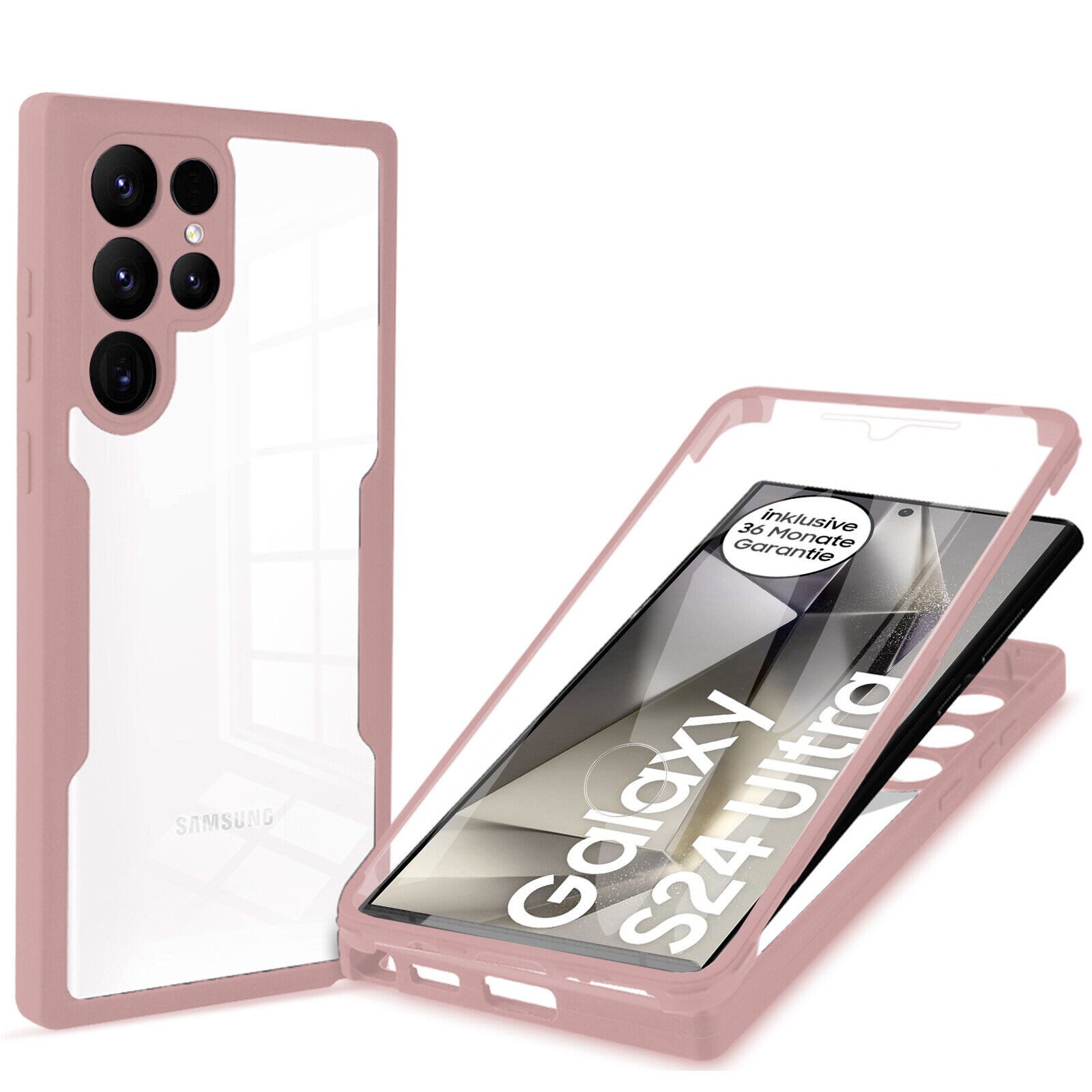 betterfon Handyhülle für Samsung Galaxy S24 Ultra TPU Schutzcase, 2-teiliges 360 Grad Case mit Rundumschutz und Displayschutz