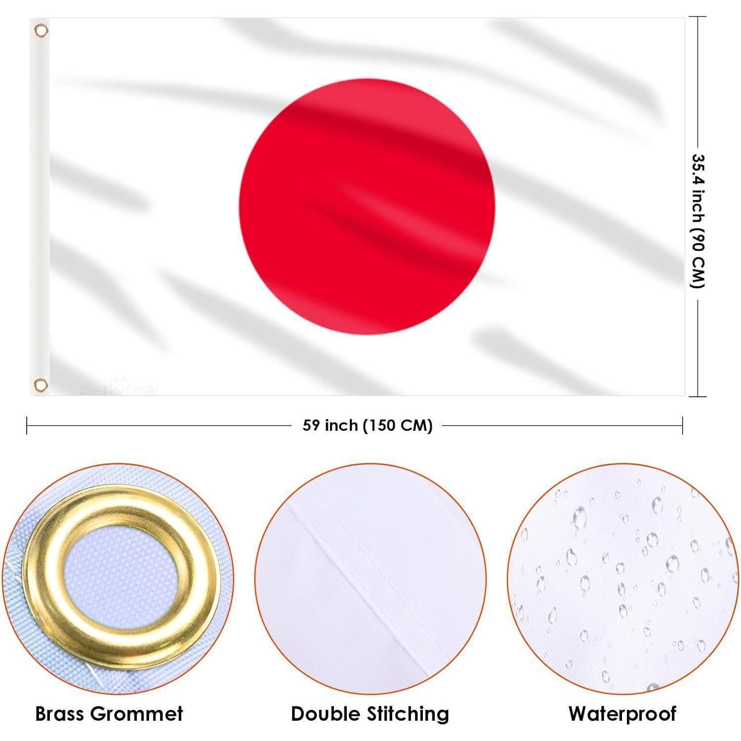 LuxusKollektion Flagge Flagge japanische 90x150cm Messing Ösen Fussball 1 Stück Japan Flagge