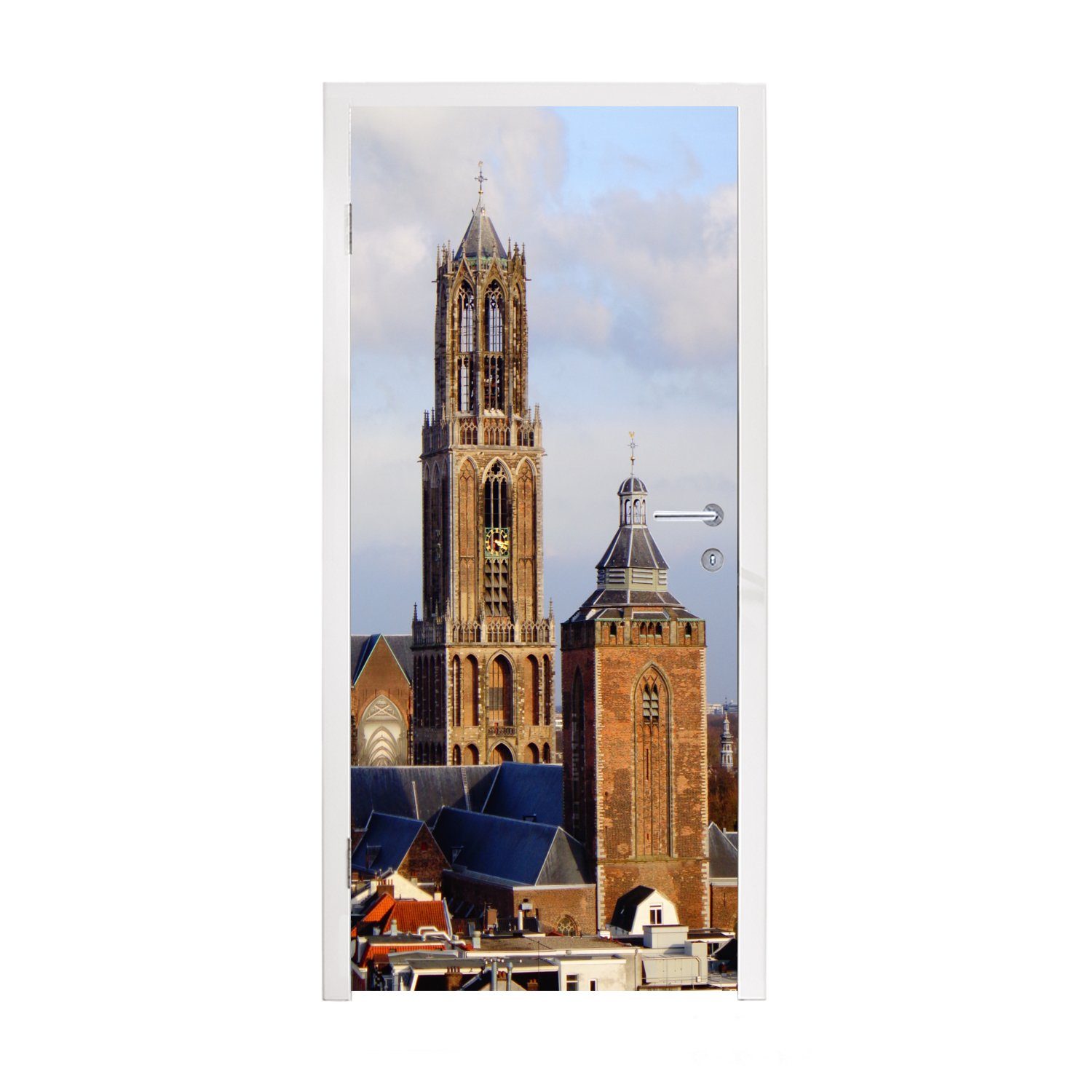 MuchoWow Türtapete Domturm - Wolken - Utrecht, Matt, bedruckt, (1 St), Fototapete für Tür, Türaufkleber, 75x205 cm
