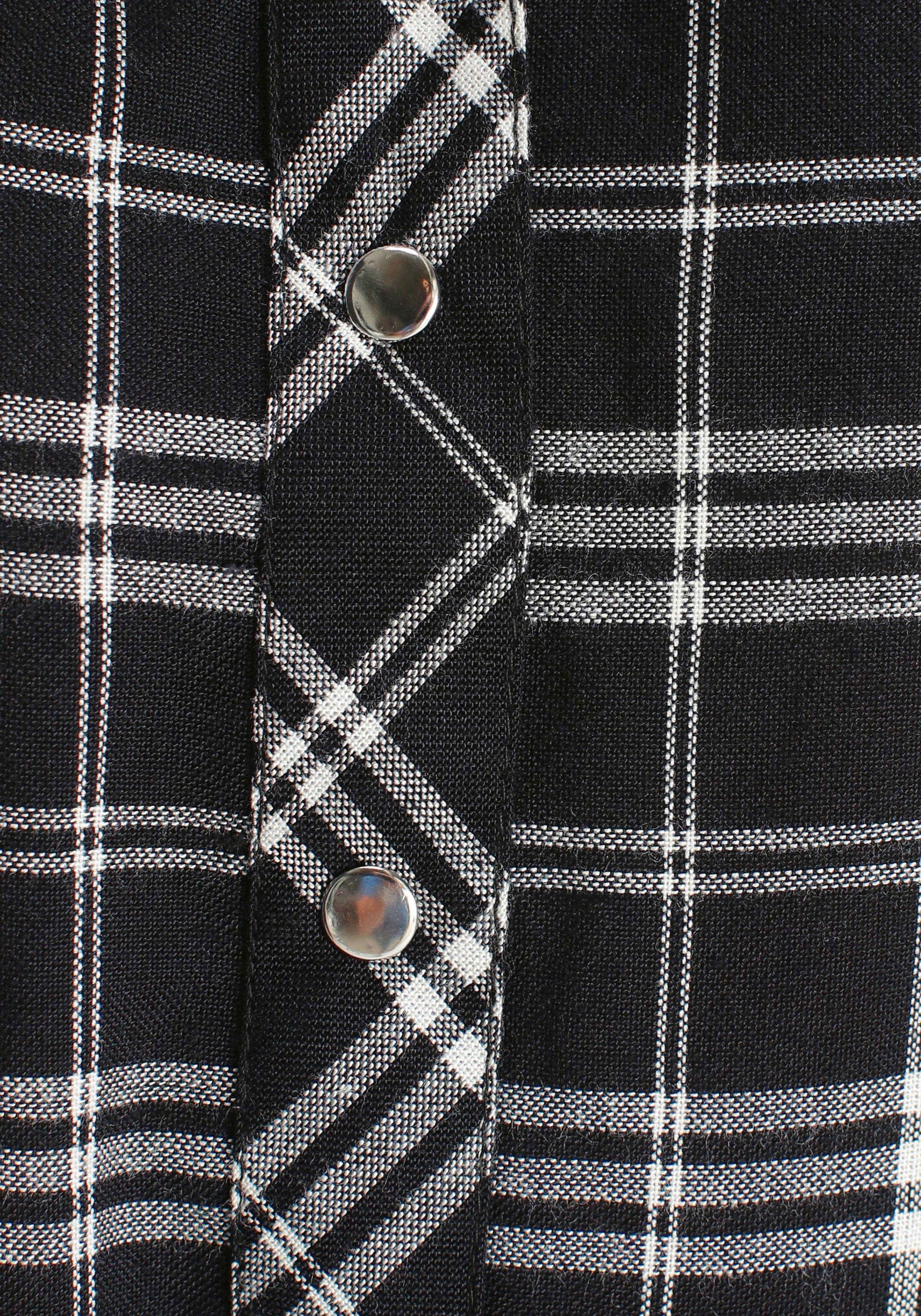 Tamaris schwarz-weiß Hemdblusenkleid mit Karo-Muster