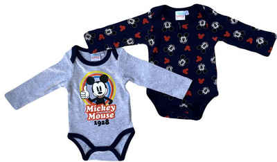 Disney Baby Strampler »2x Mickey Mouse Disney Baby Jungen Body Set Doppelpack Hellgrau + Navy 3 6 9 12 18 Monate Gr.62 68 74 80 86cm«