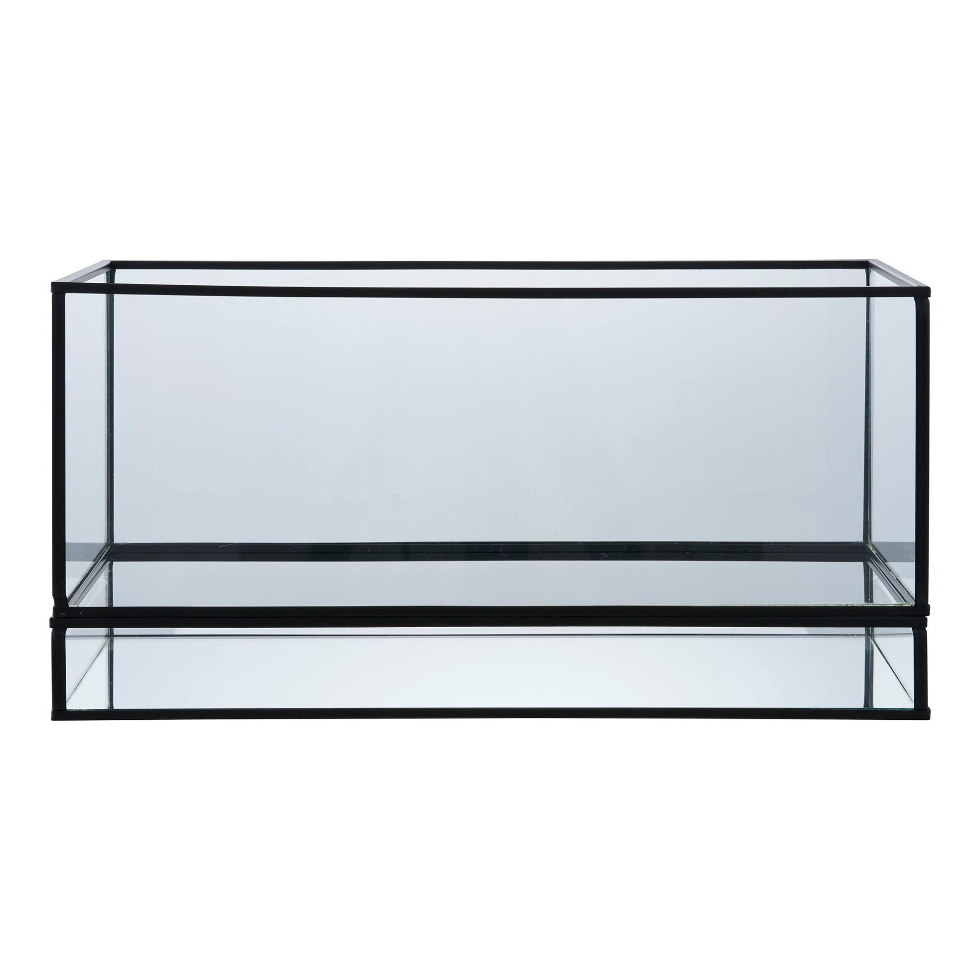 tinkaro Kerzenhalter Windlicht aus Metall und Glas 30x12x15 cm Schwarz (1 St), Sicherer Kerzenhalter mit gläserner Einfassung für Wohnbereiche