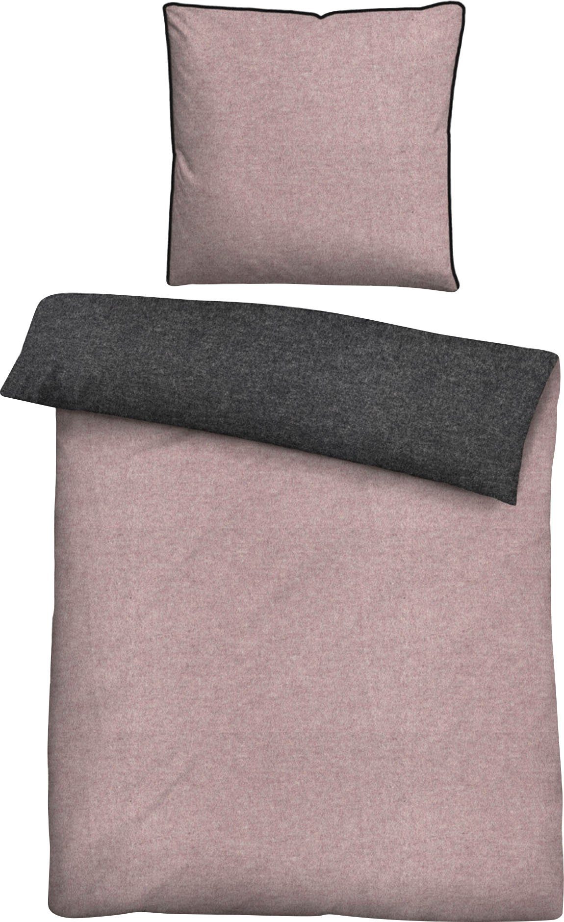 Biberna Wendebettwäsche 0840500 HERMAL Premium Biber Melange-Flanell Bettwäsche 100% Baumwolle, Flanell, 2 teilig, Biber, wärmend & weich, Reißverschluss, ab Gr – Bild 4 von 5