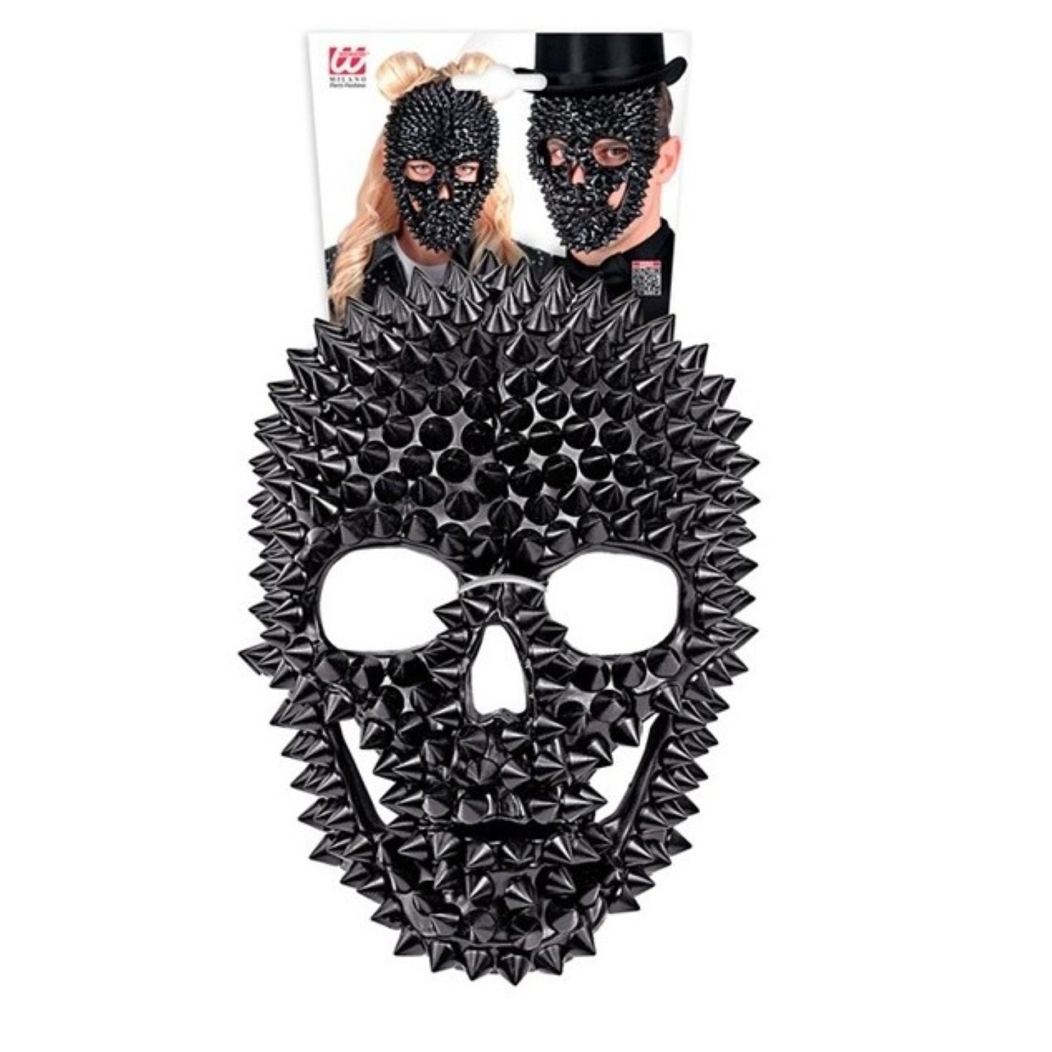 Widmann S.r.l. Verkleidungsmaske Maske Horror 'Totenkopf mit Nieten', Schwarz