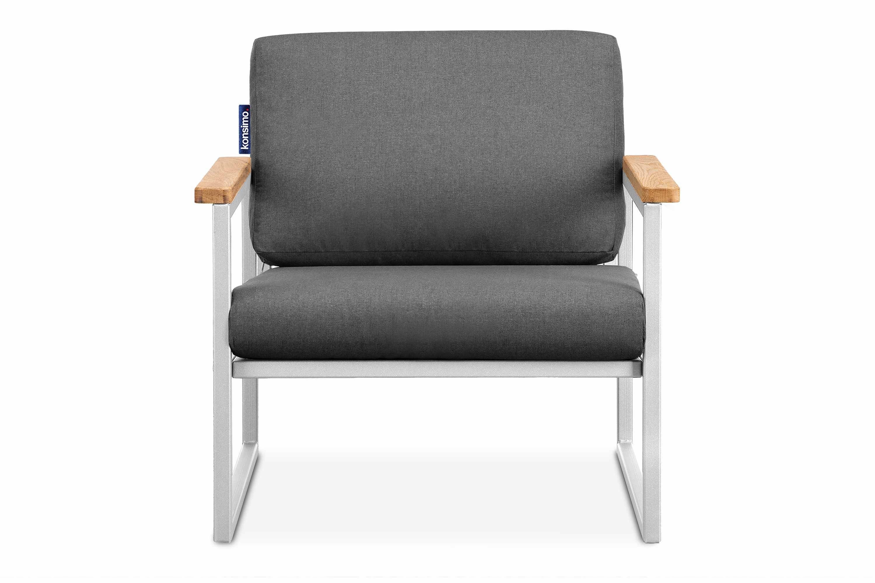 KONSIMO® Gartensessel TRIBO Gartenstuhl, hergestellt in der EU (1x Gartenstuhl, Maße: 70x65x60 cm, 1x Sessel), schmutz- und wasserabweisend,UV-Beständigkeit,Handarbeit