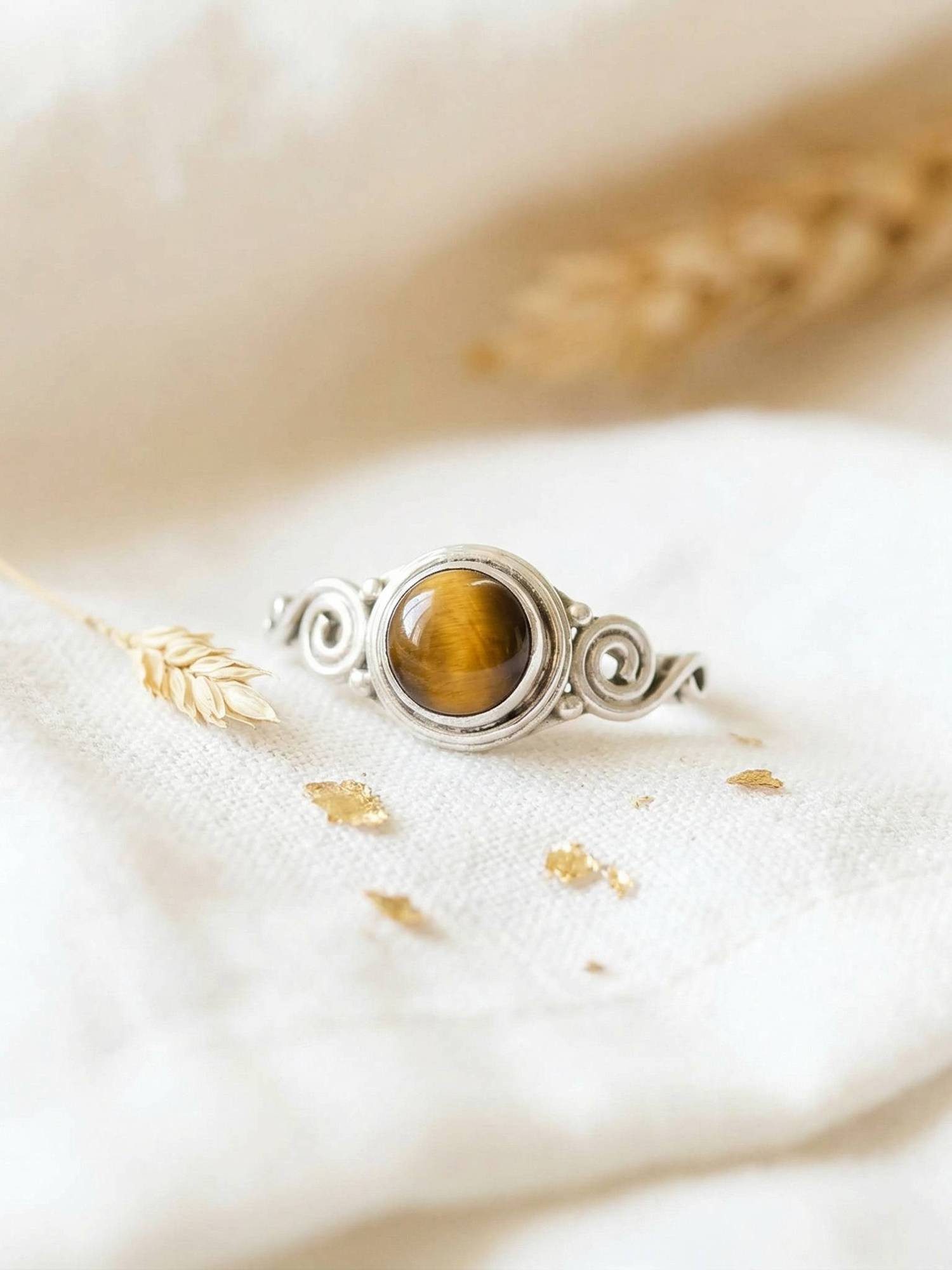 mantraroma Silberring KINURI aus 925 Silber mit Tigerauge (Ring mit Schmuck günstig online kaufen