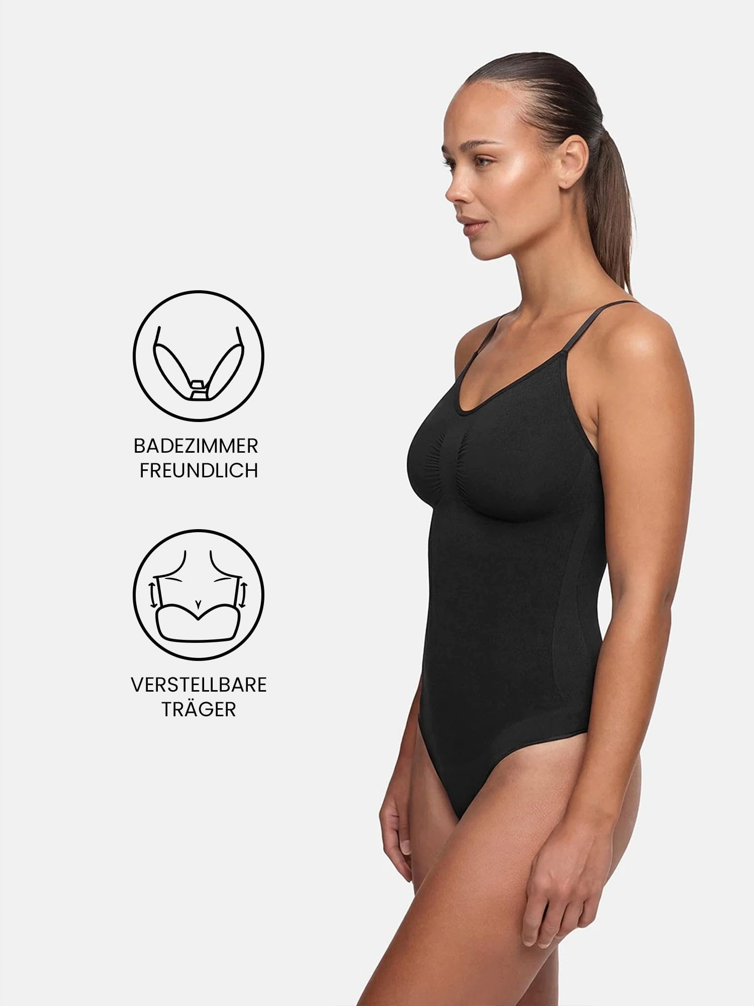 cfab (creamy fabrics) Miederbody Bodysuit Sculpting Shapewear mit Slip-Weiß-L (1-tlg) Figurformend